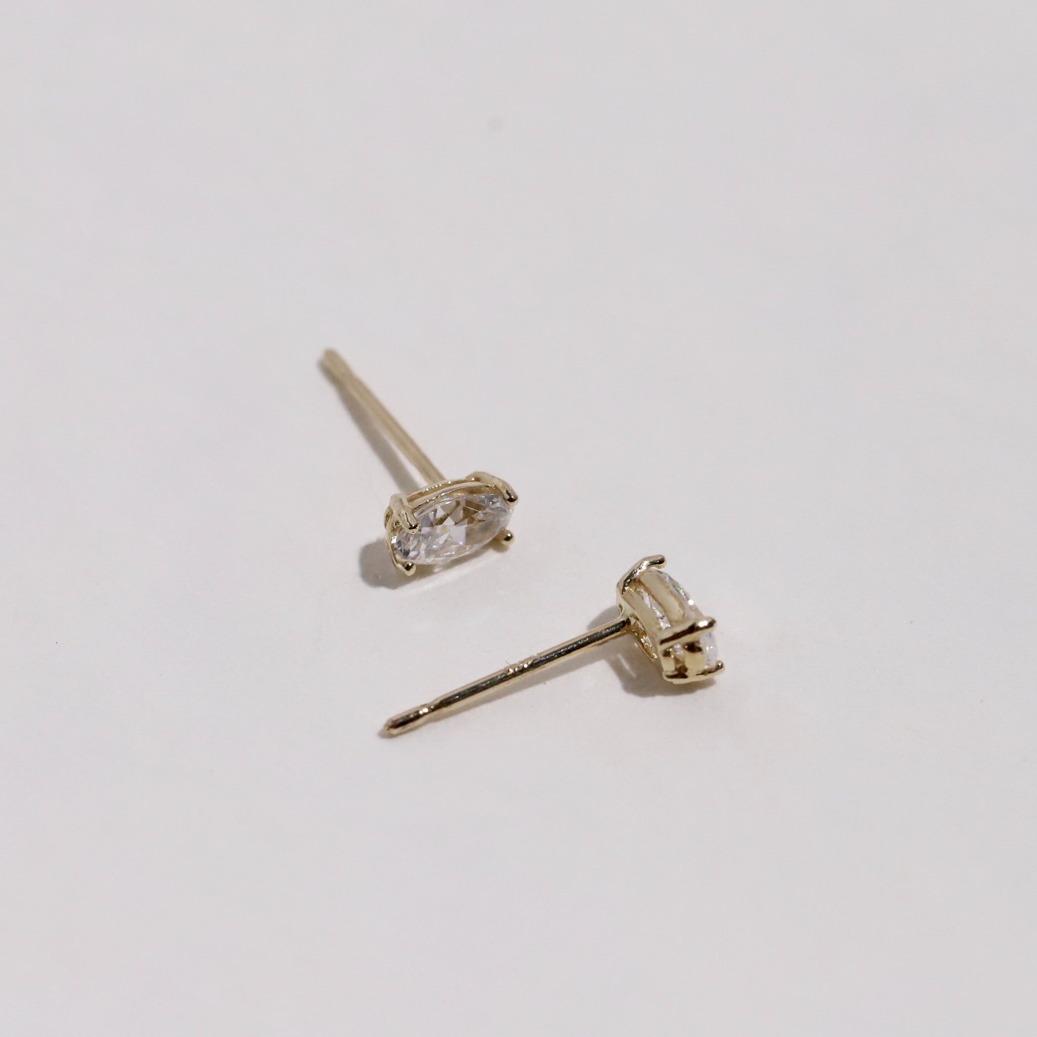 10K Oval Cubic Stud Earrings