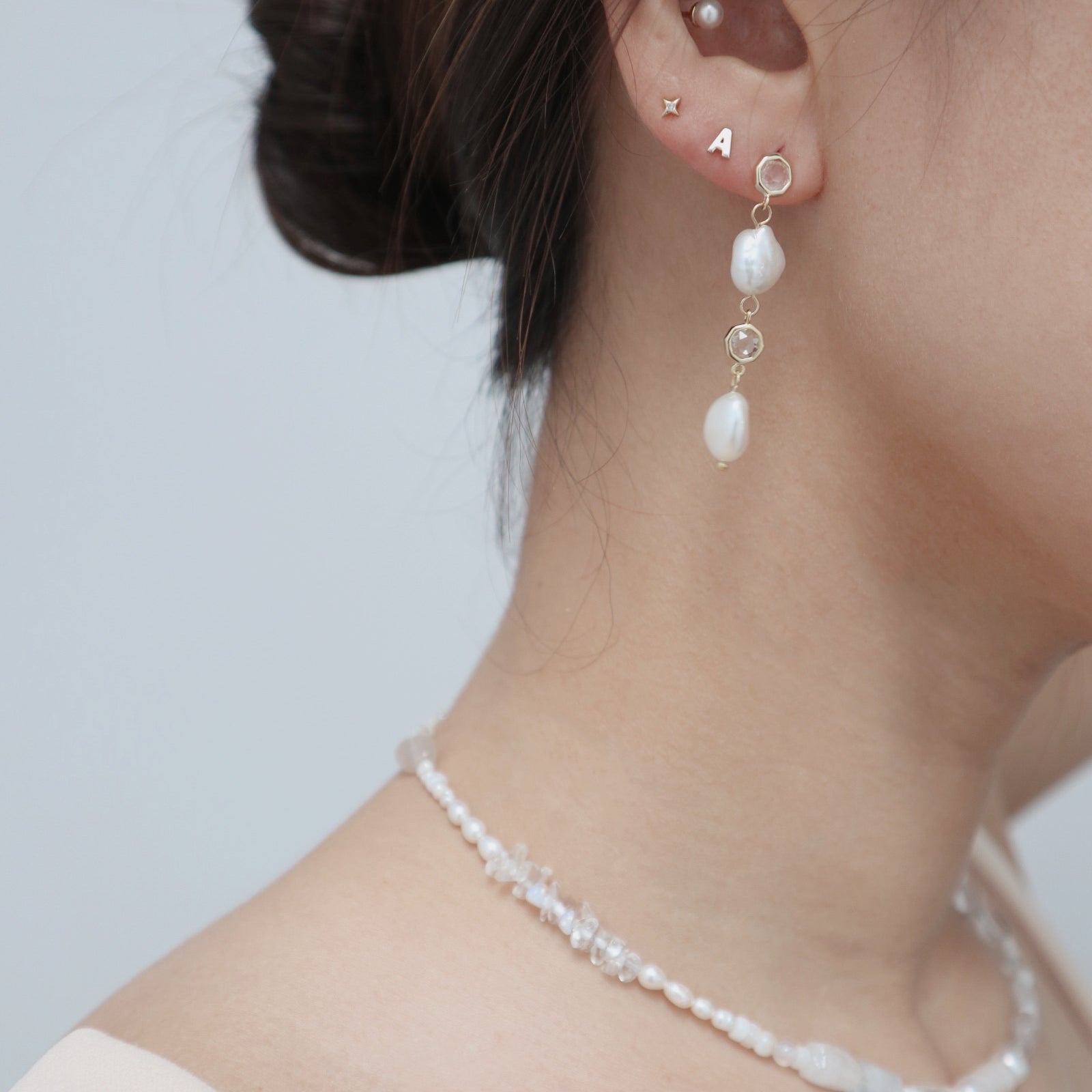 Mumm Crystal + Pearl Drop Earrings   image 1
