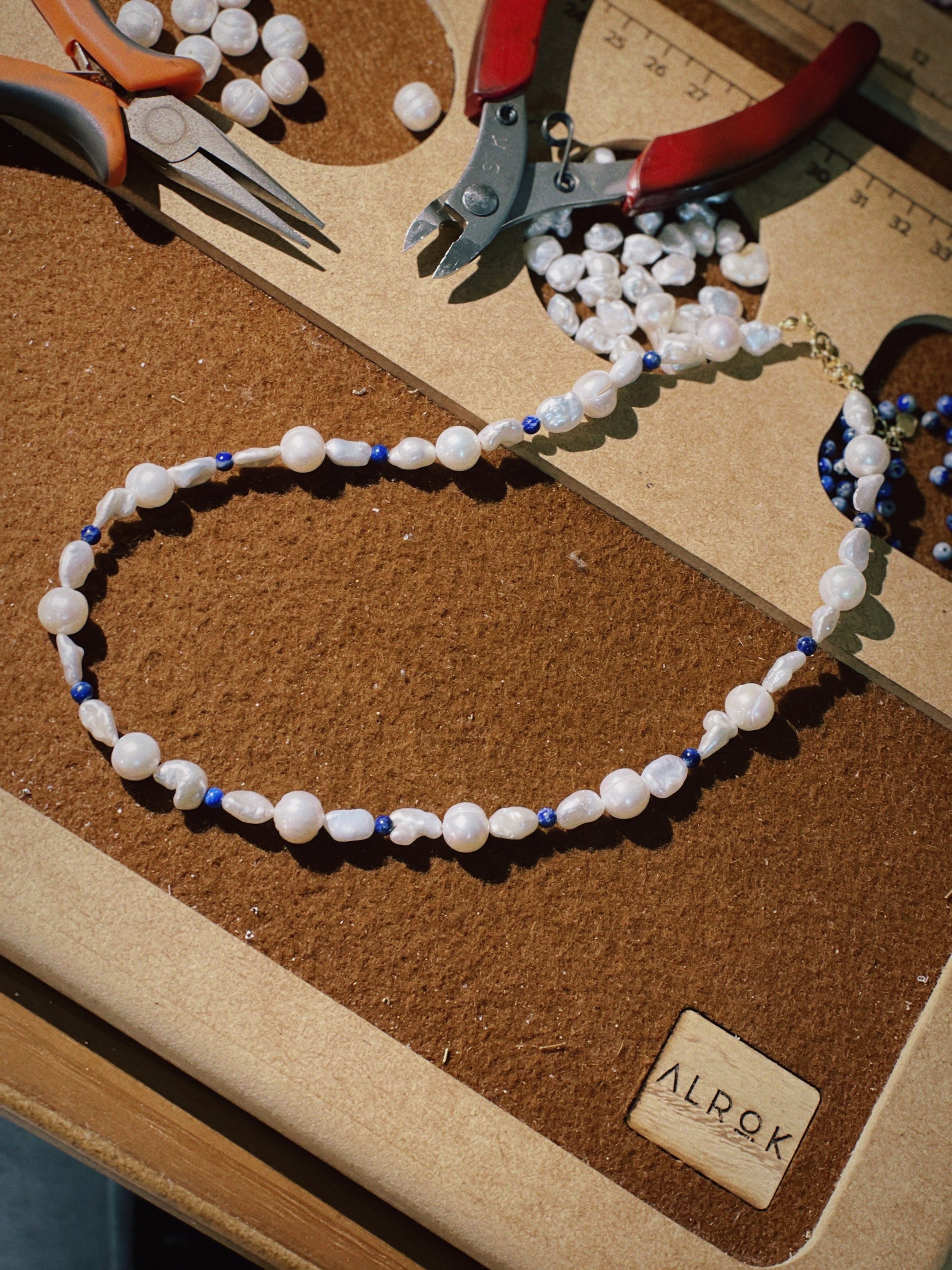 Malachite & Pearl Silver Necklace image 9