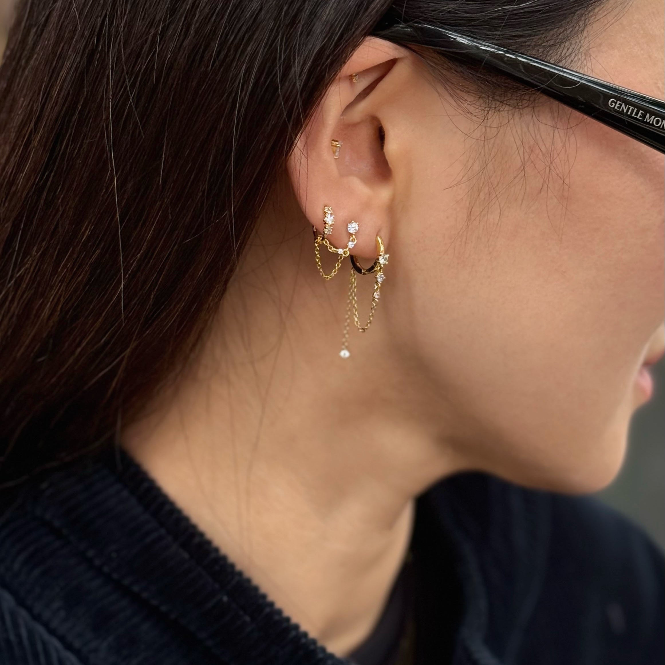 Cubic Link Chain Stud Earrings image 1