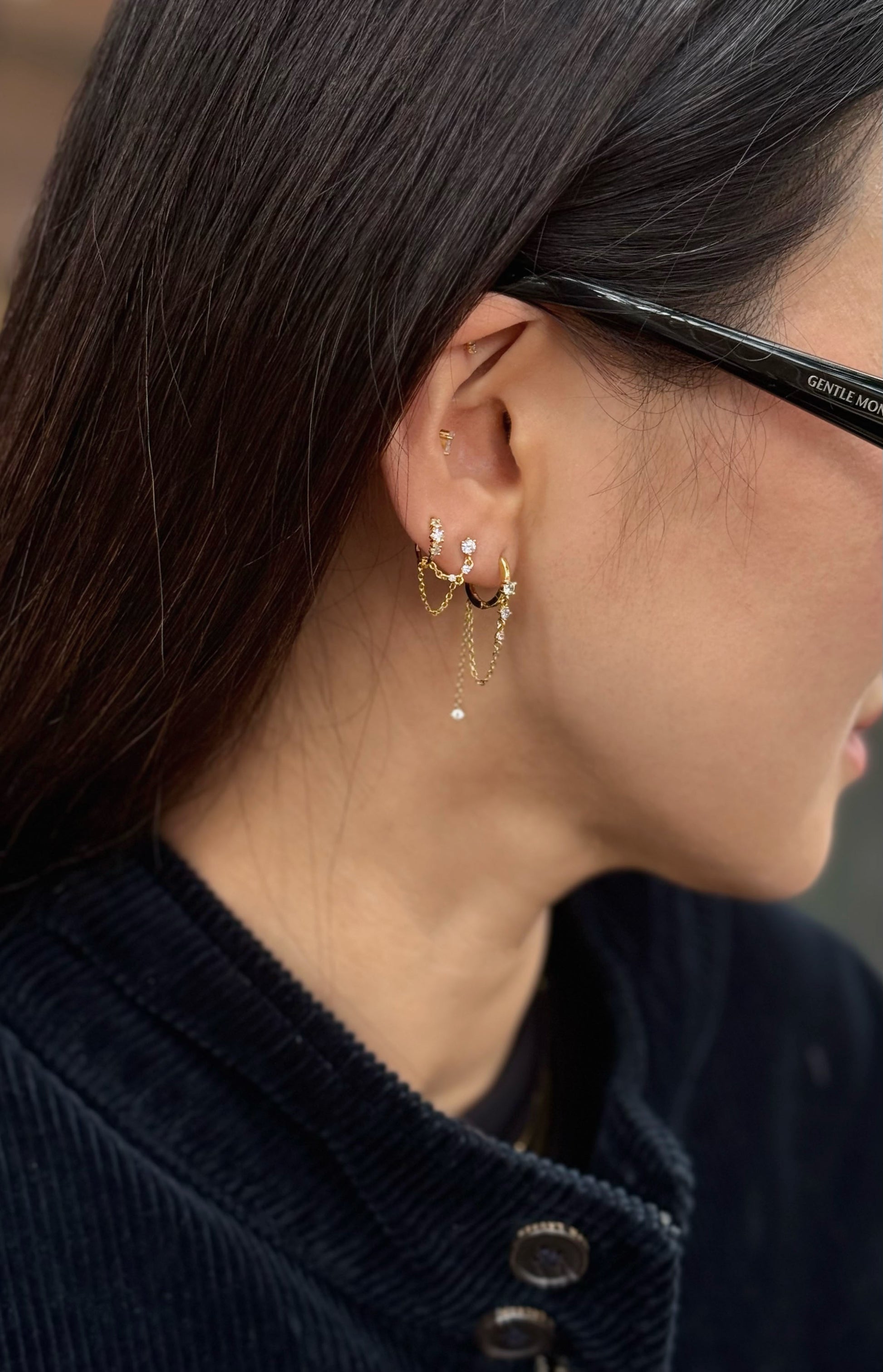 Cubic Link Chain Stud Earrings image 1