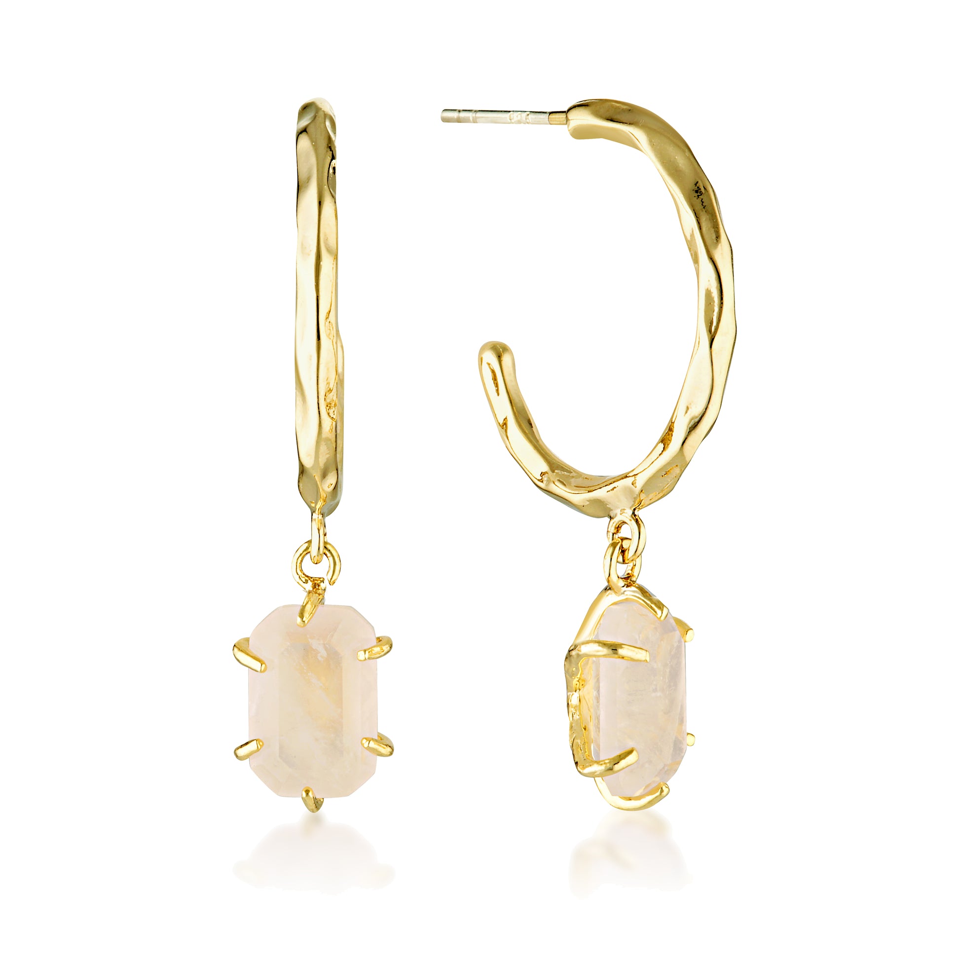 Flow Stone Drop Hoop Earrings image 4