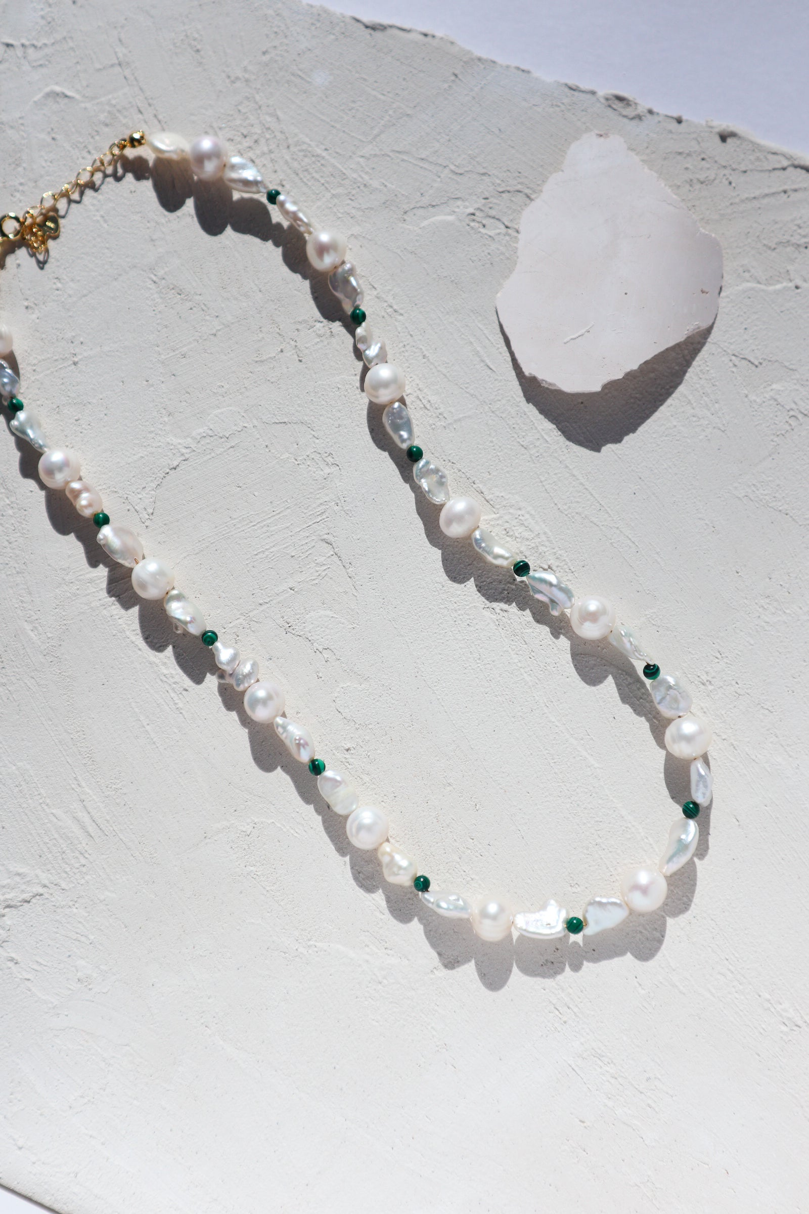 Malachite & Pearl Silver Necklace image 4