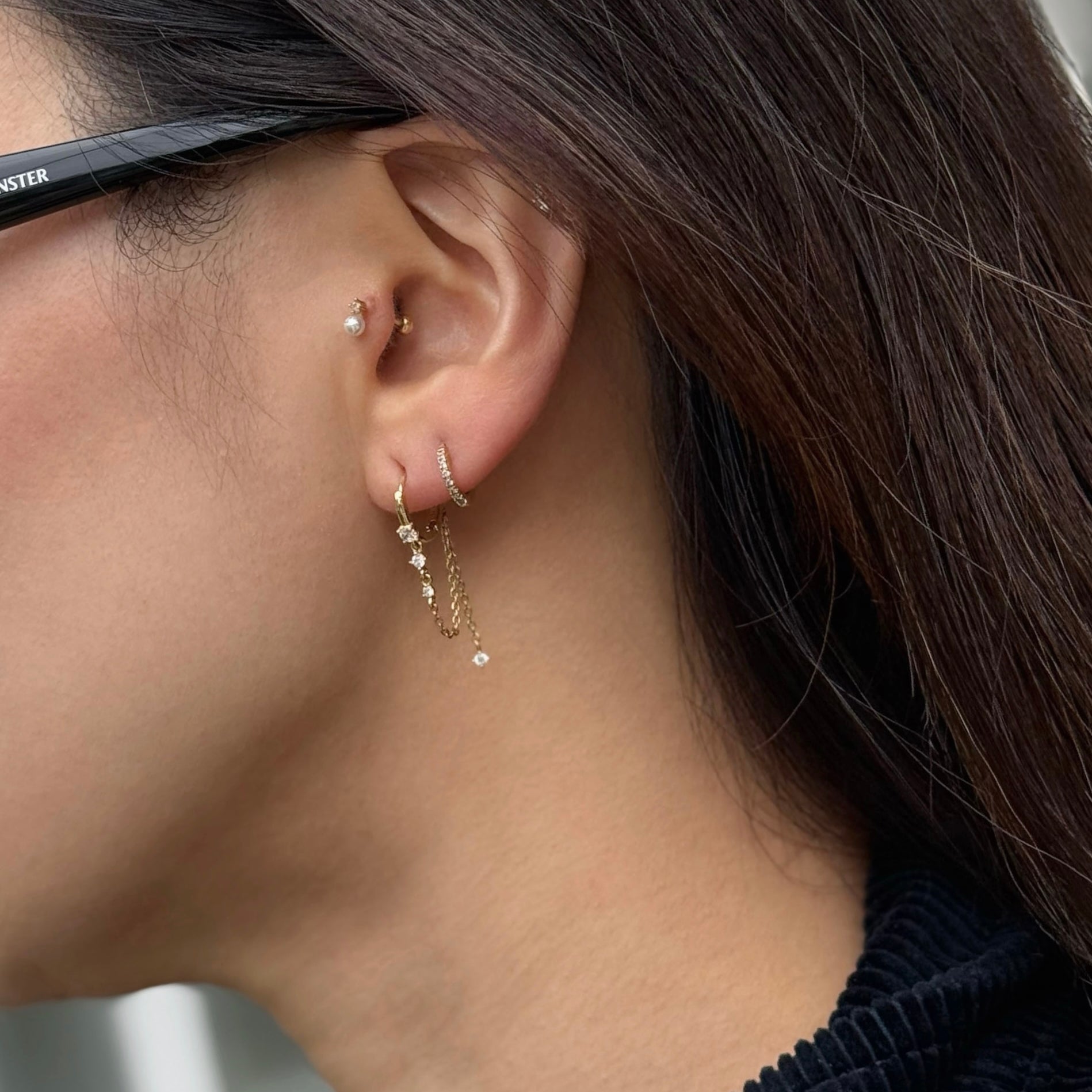 Cubic Link Chain Hoop Earrings image 1