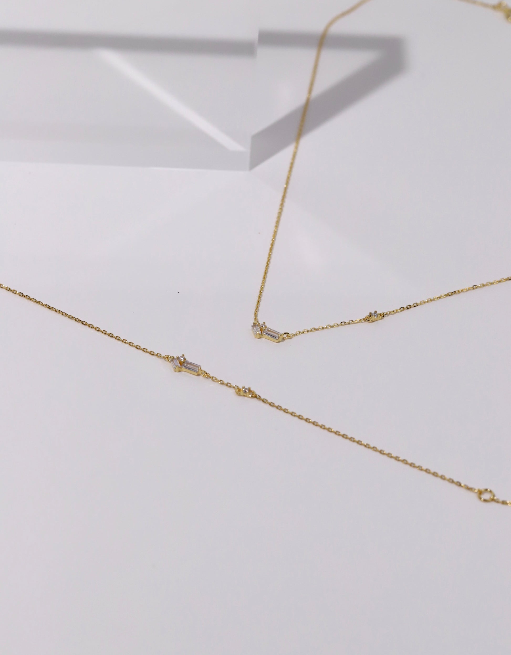 Side Baguette Cubic Necklace image 1