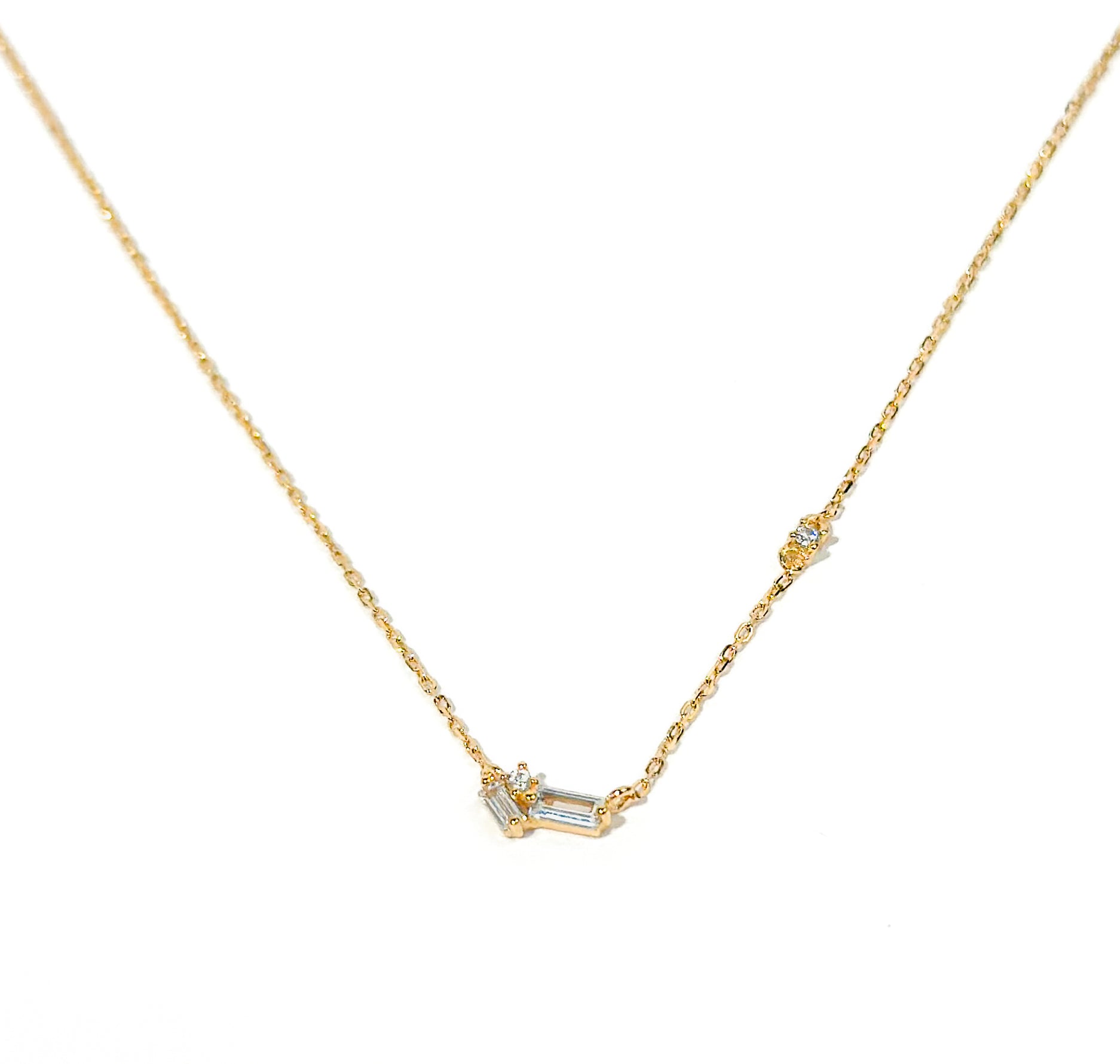 Side Baguette Cubic Necklace