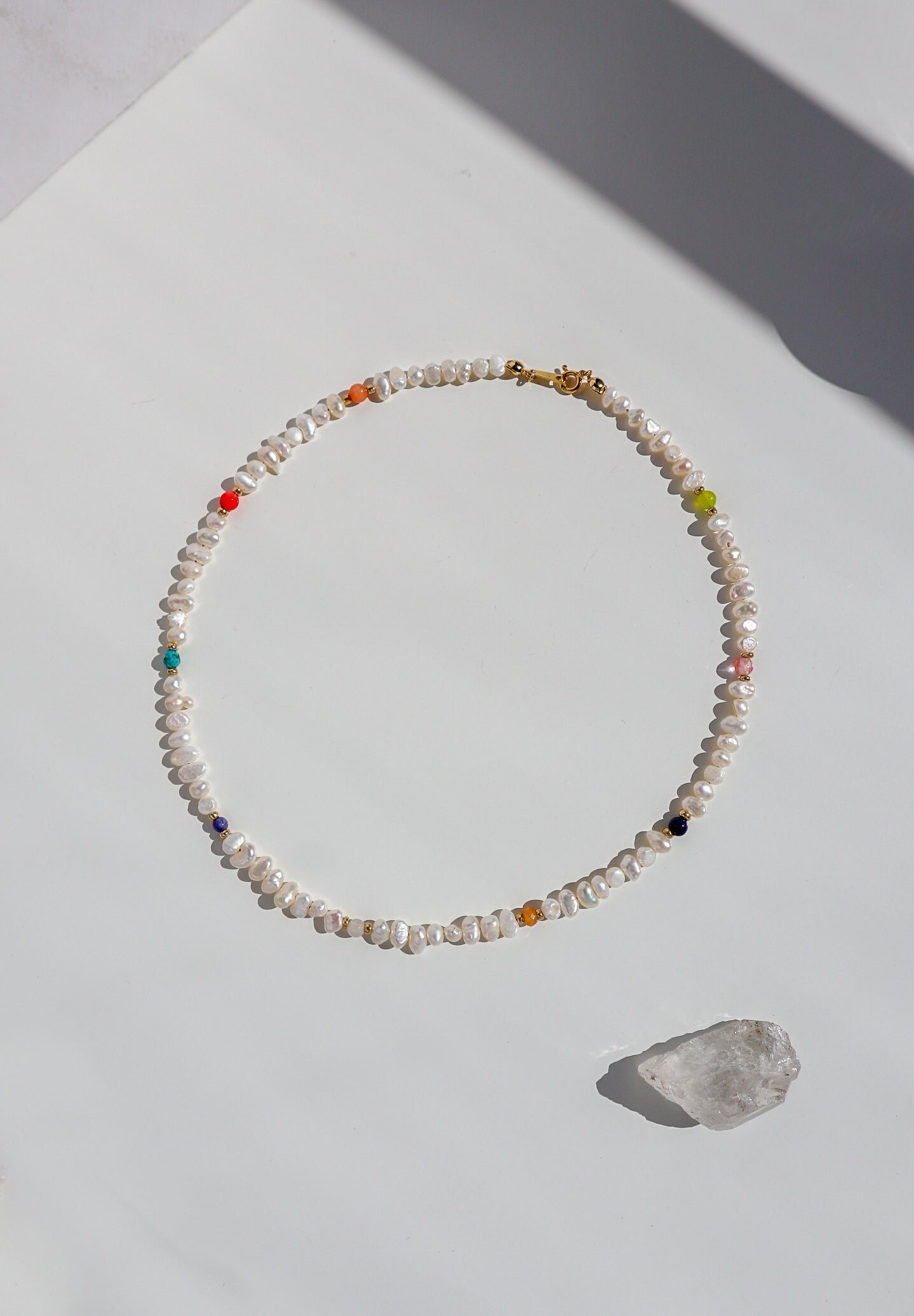 Multicolor Color Ball Pearl Silver Necklace image 0