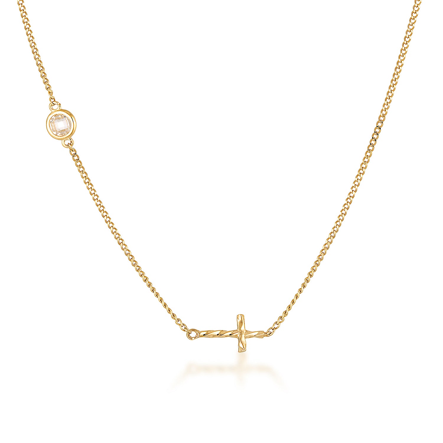 14K Gold Side Cross Necklace image 0