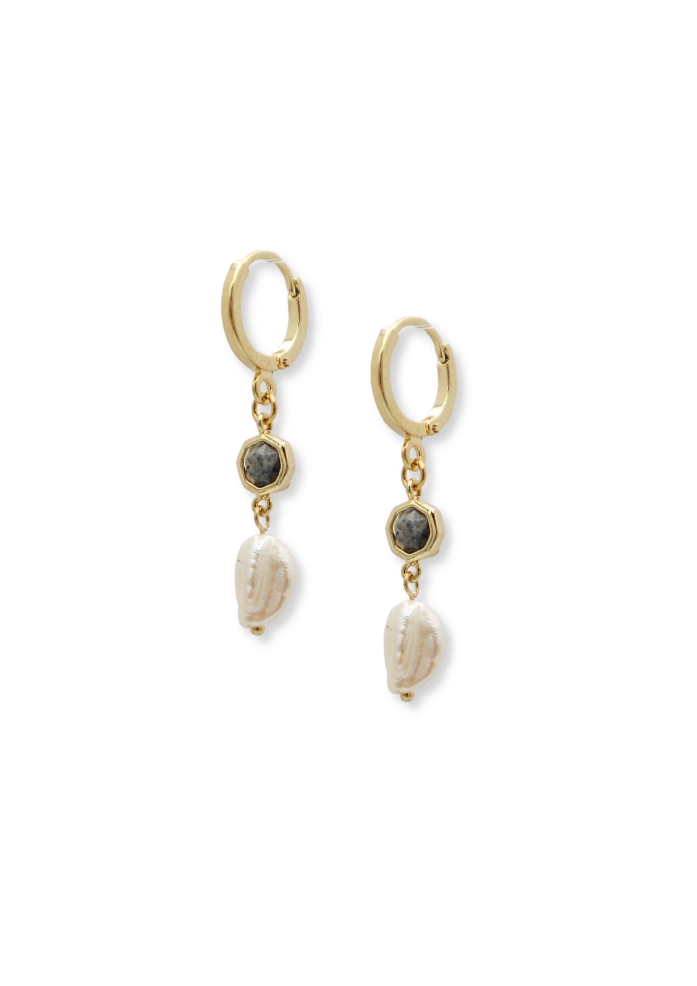 Labradorite Drop Huggie Earrings image 2