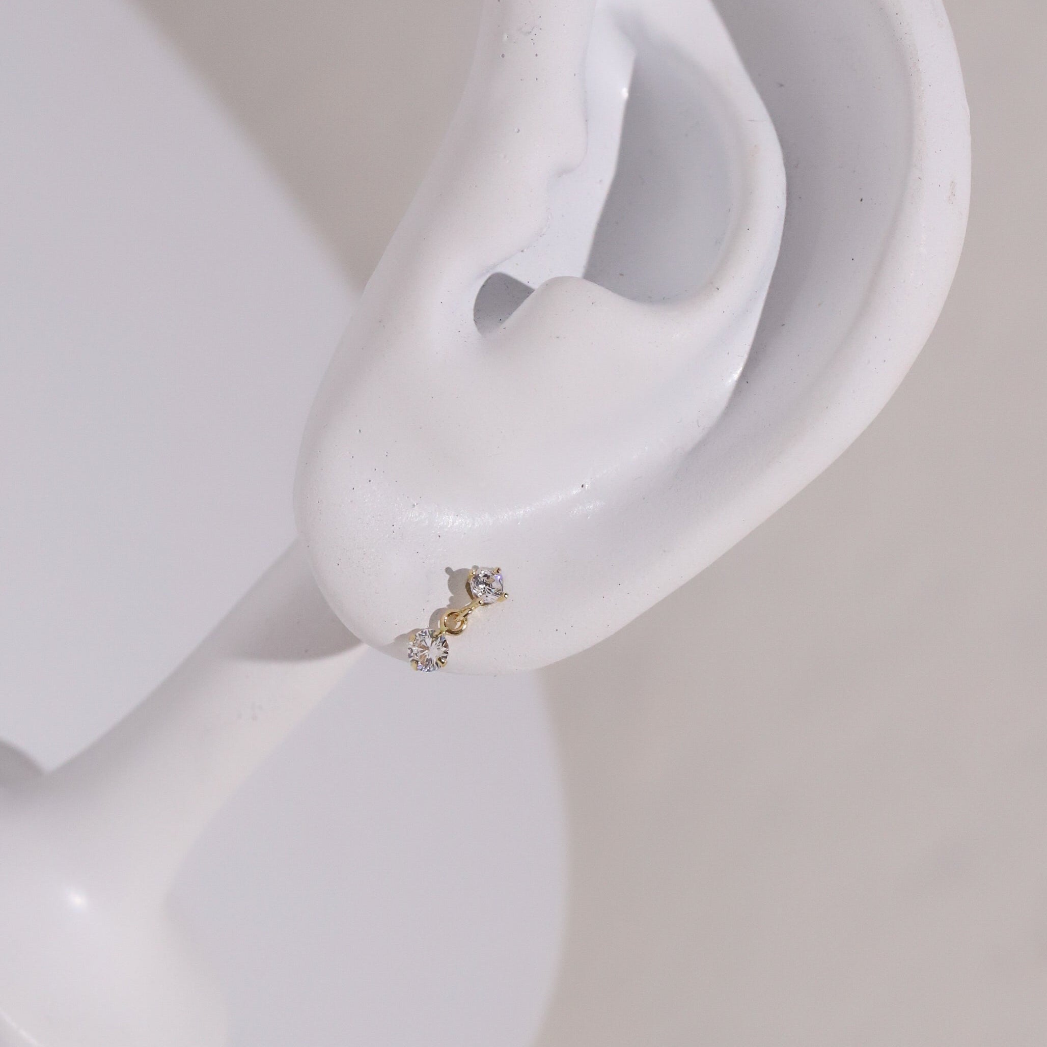 10K Gold Cubic Dangle Studs