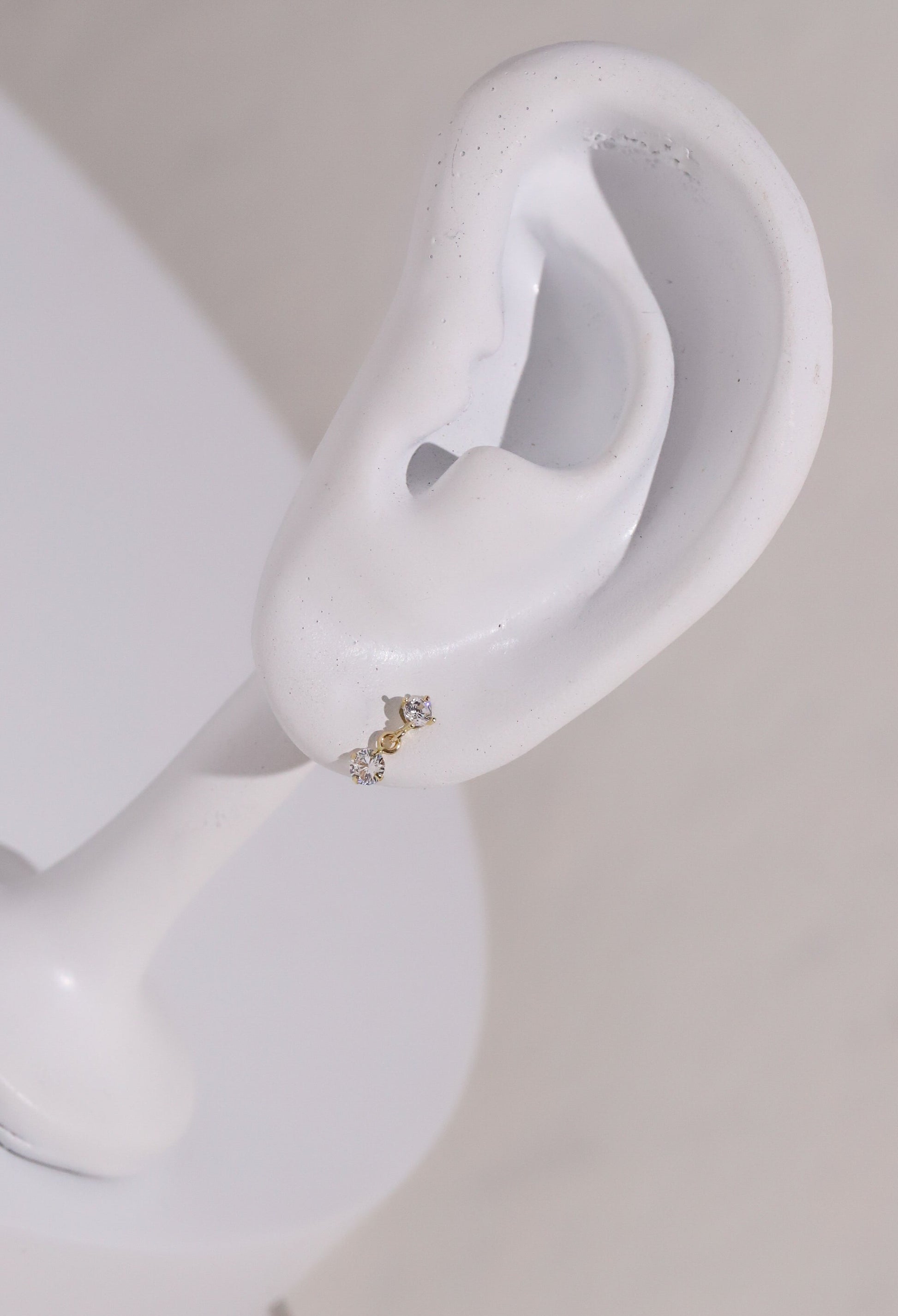 10K Gold Cubic Dangle Studs