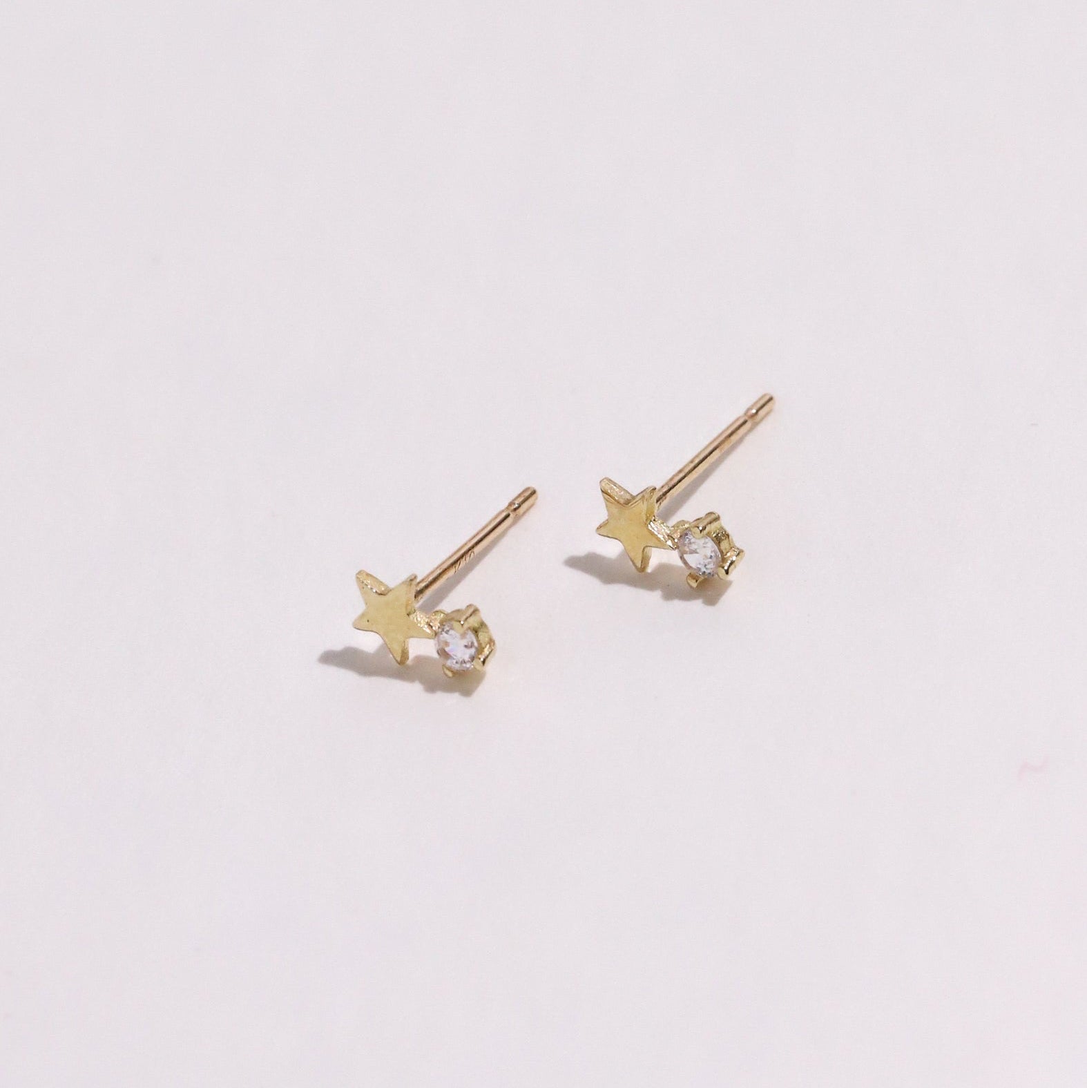 10K Gold Star with Round Cubic Studs