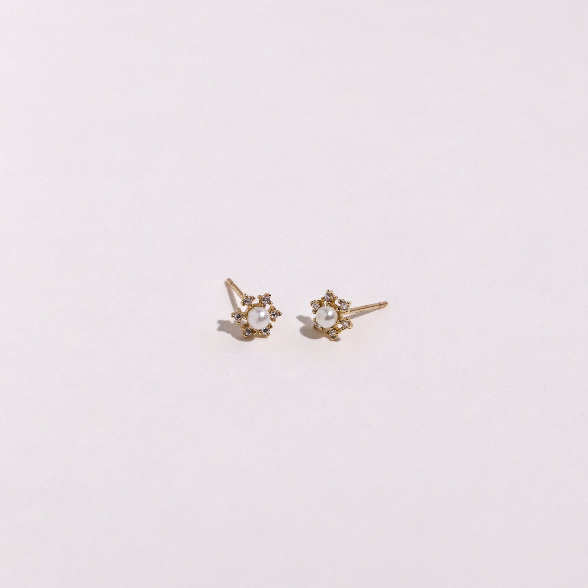 10K Gold Snow Pearl Studs