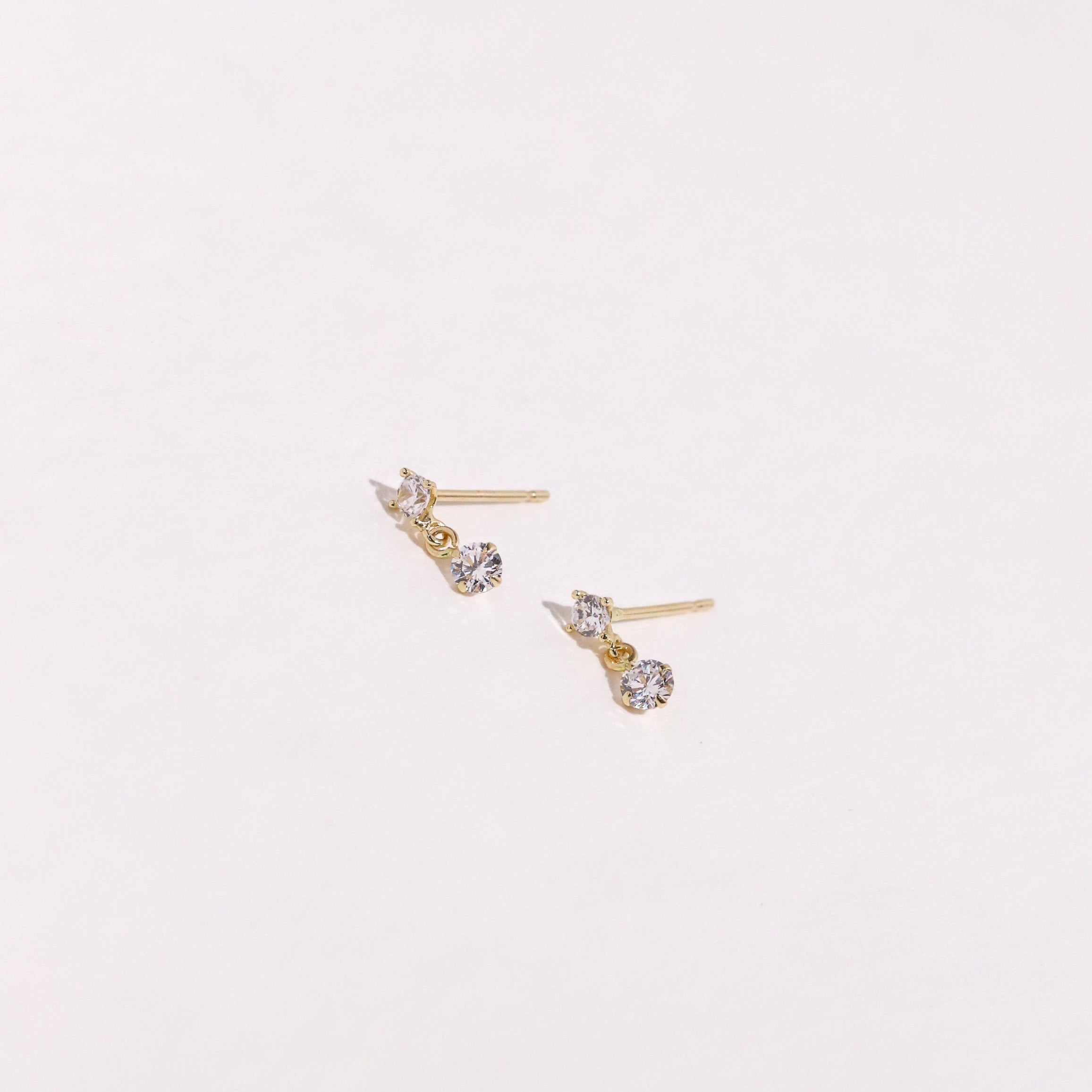 10K Gold Cubic Dangle Studs