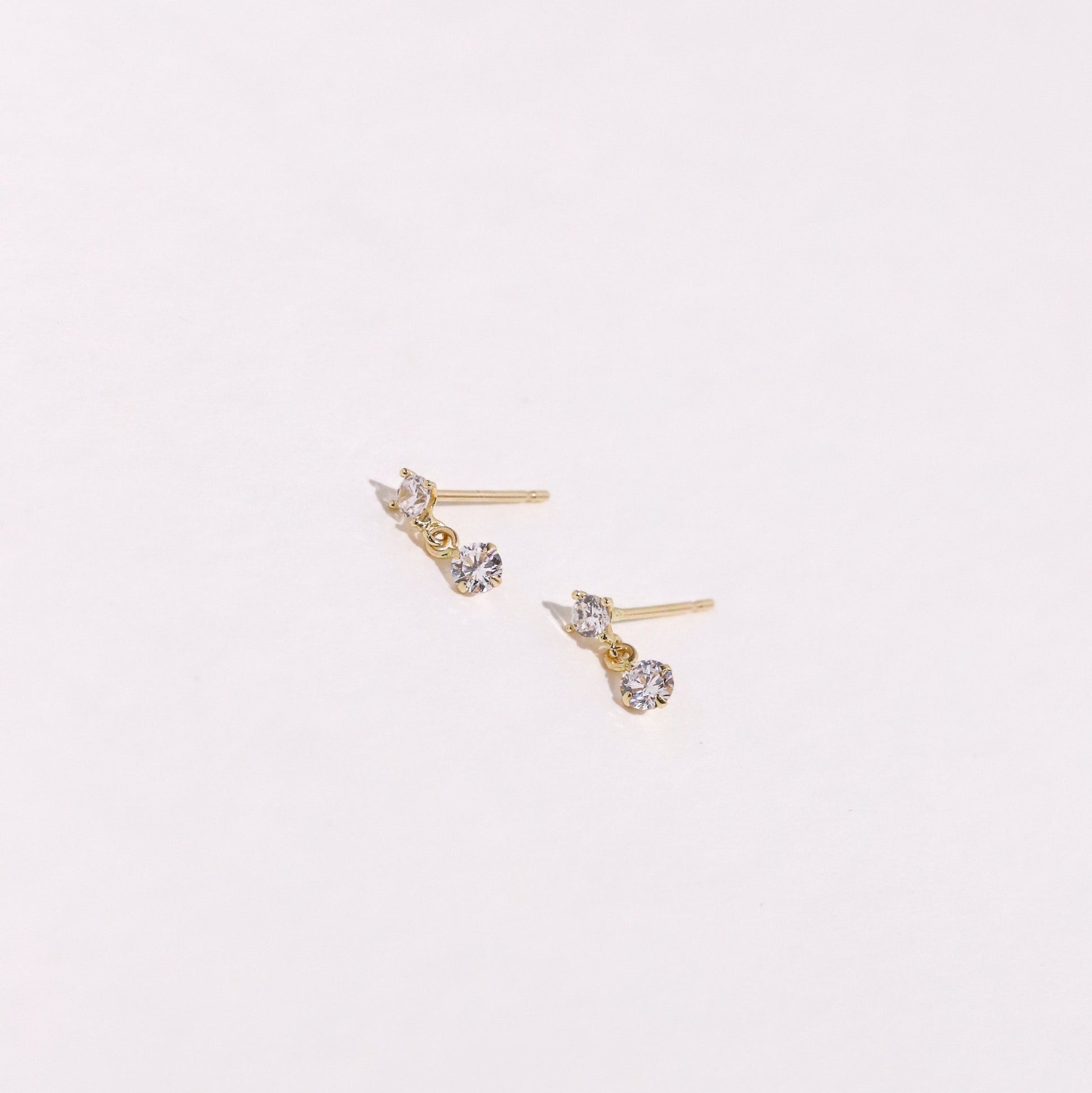 10K Gold Cubic Dangle Studs