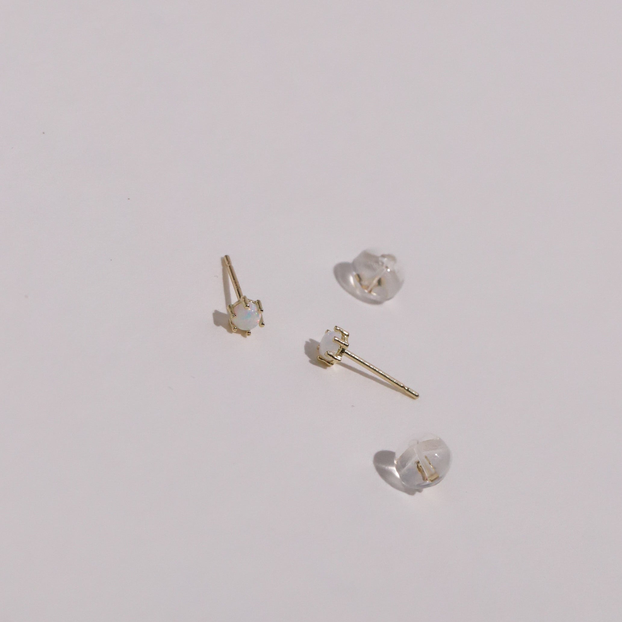 10K Gold Simple Opal Studs