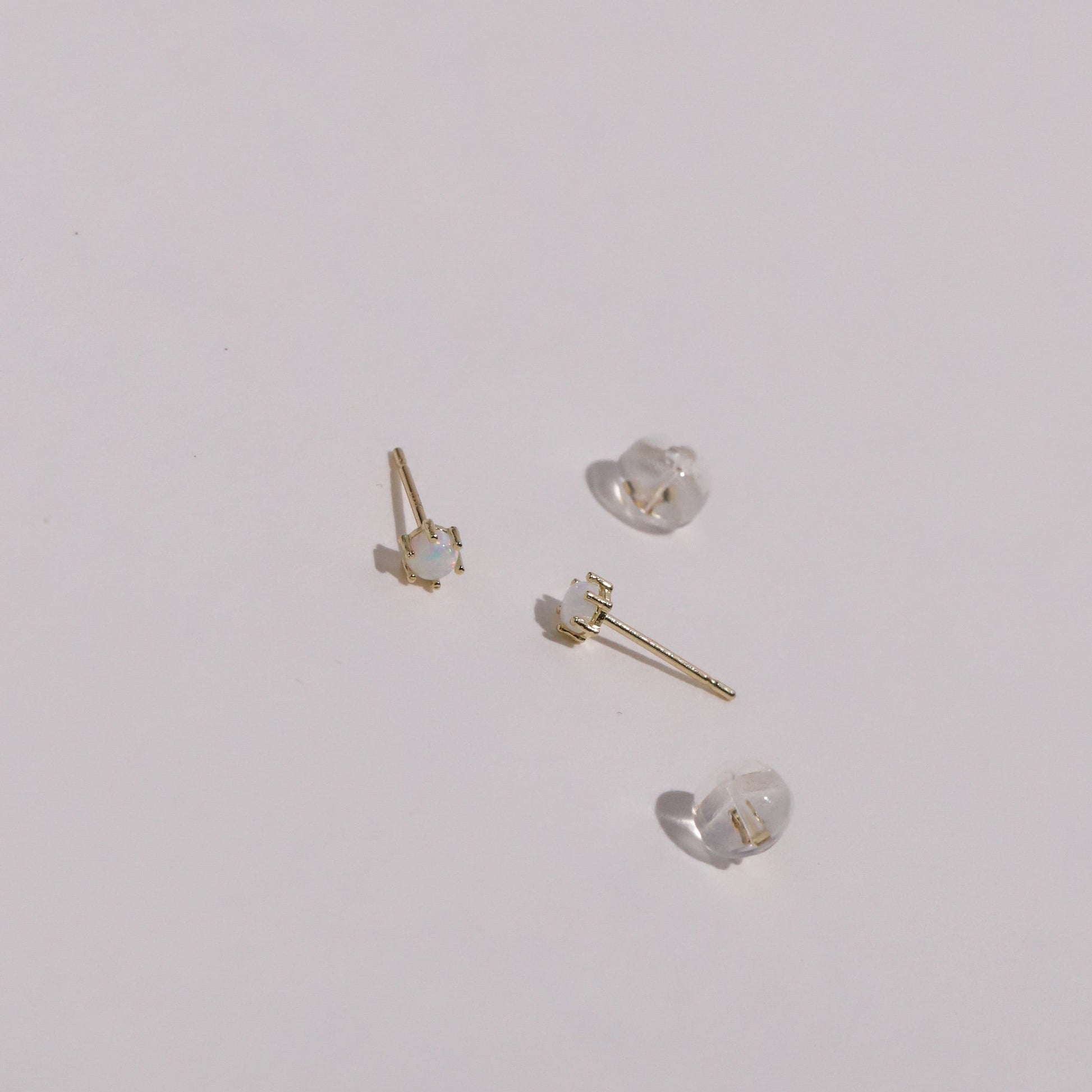 10K Gold Simple Opal Studs