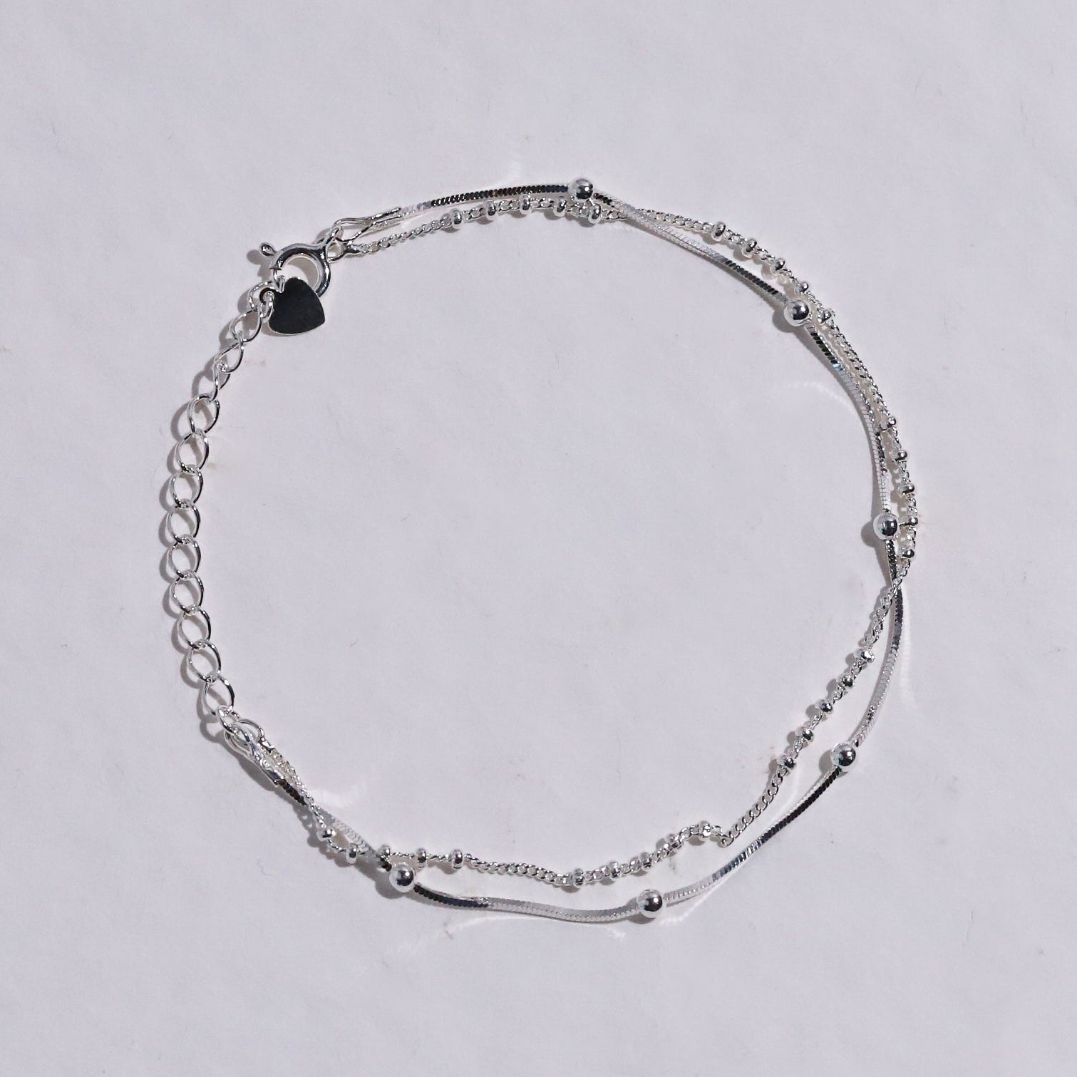 Double Ball Chain Silver Bracelet