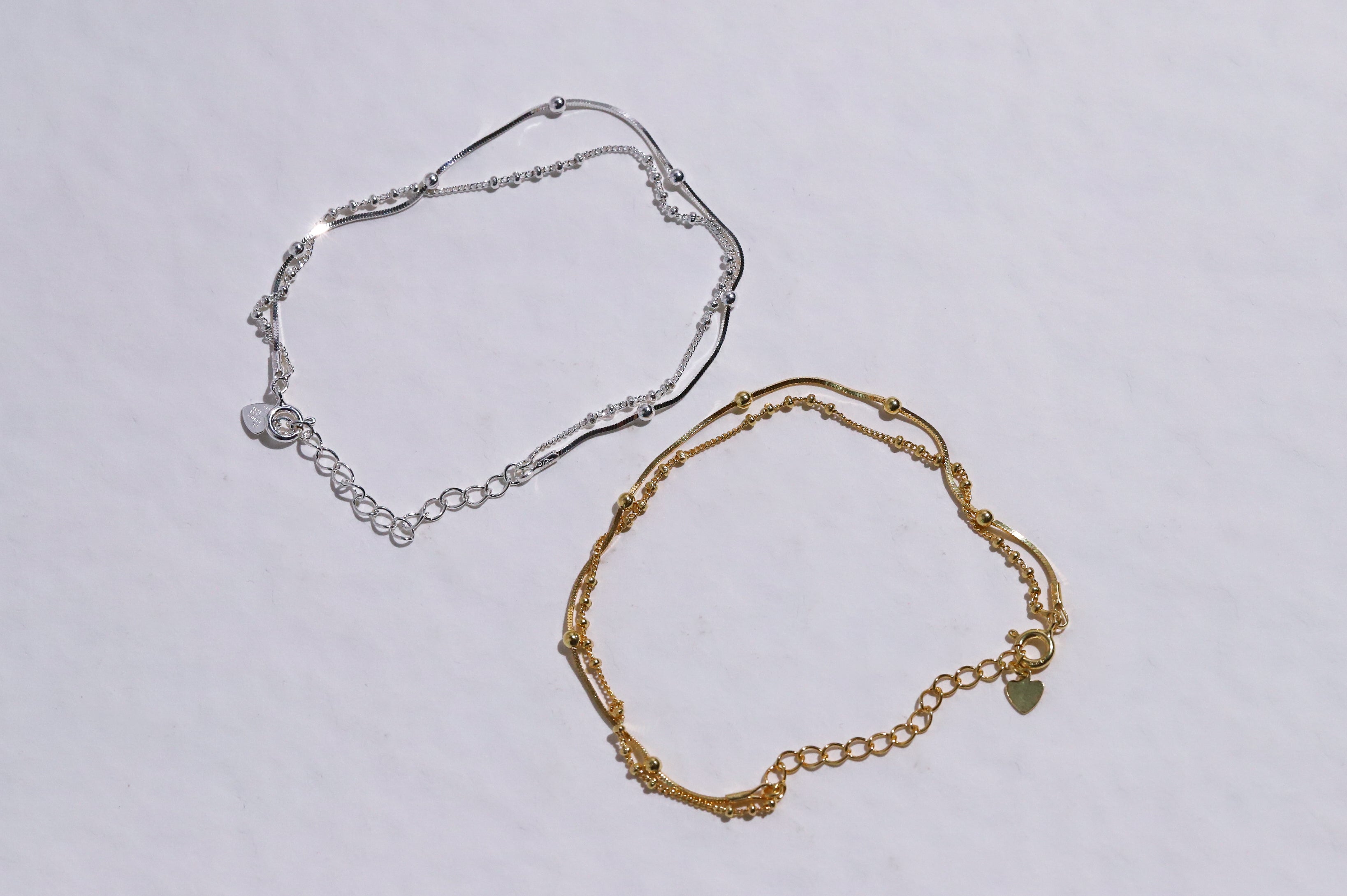 Double Ball Chain Silver Bracelet