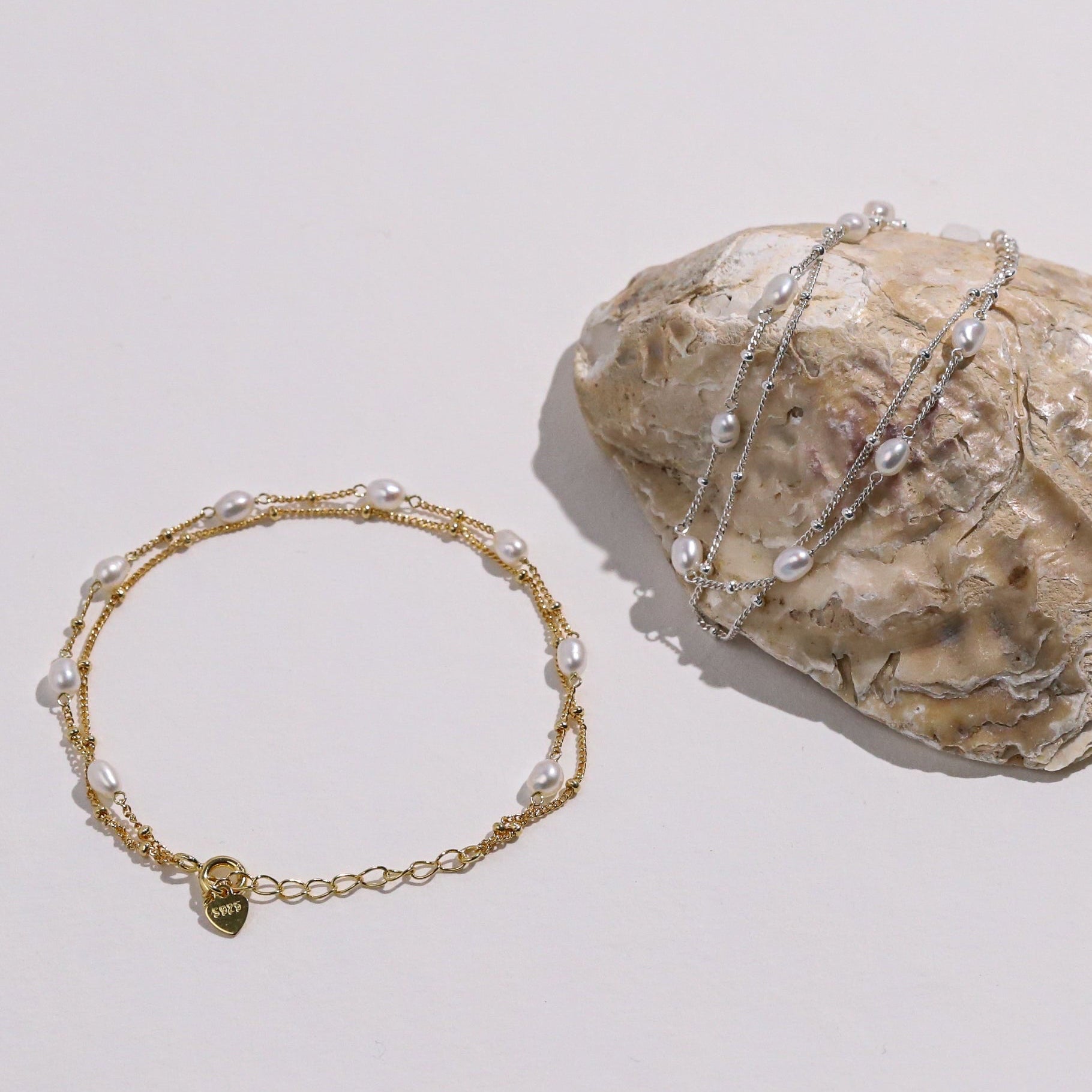 Double Chain Pearl Bracelet