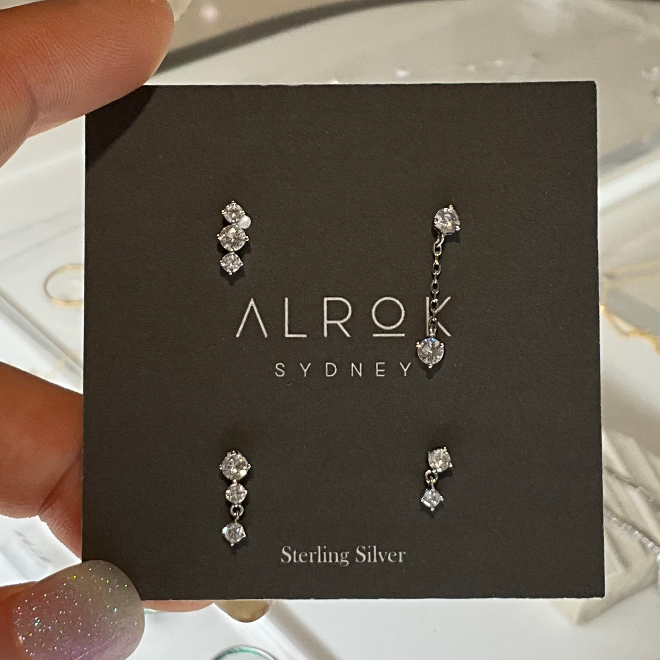 Diamante 4 Stud Earrings Set image 1