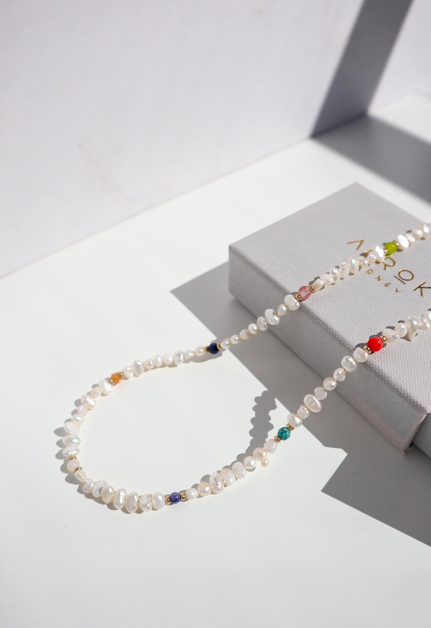 Multicolor Color Ball Pearl Silver Necklace image 2