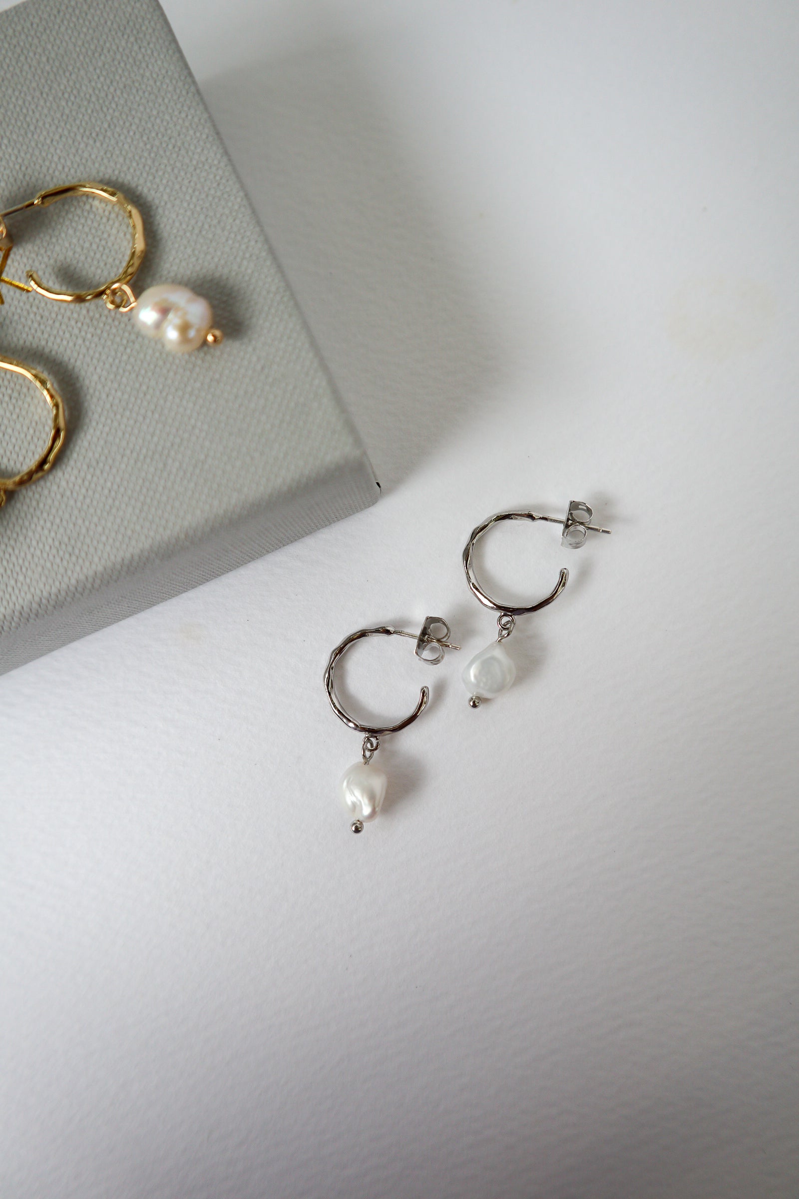 Time Pearl Hoop Earrings image 6
