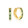 Green Baguette Huggie Earrings image 0