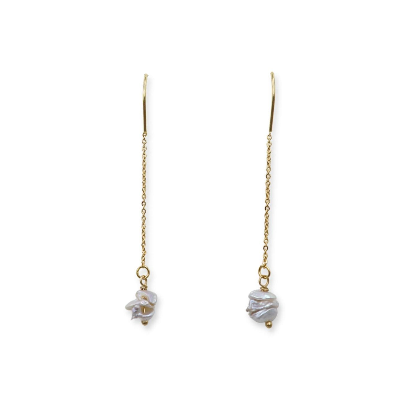 Pearl Chips Threader Earrings image 0