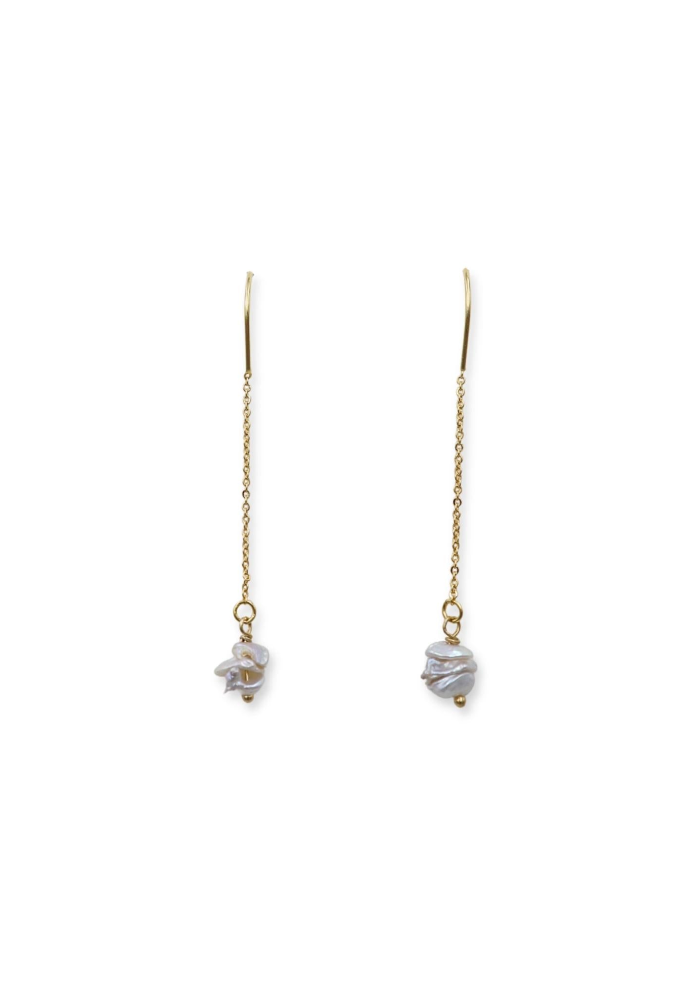 Pearl Chips Threader Earrings image 0
