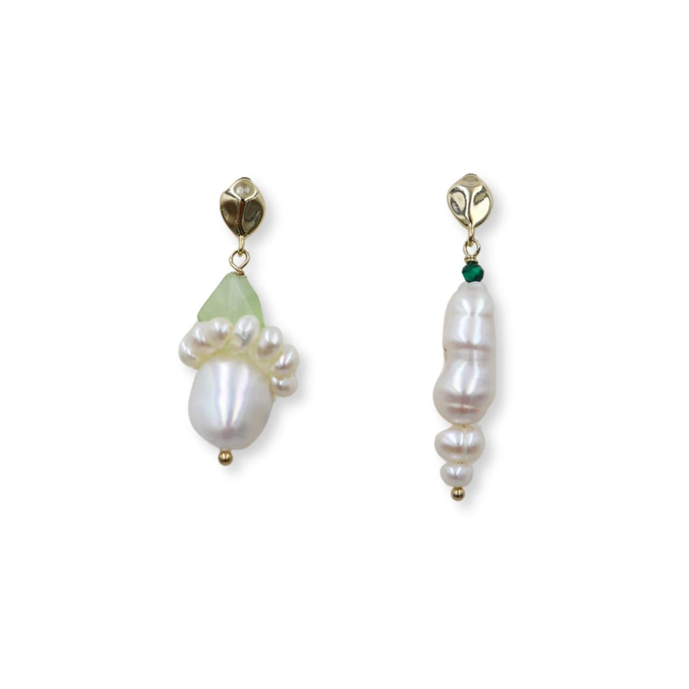 Prehnite Mismatch Drop Earrings image 0