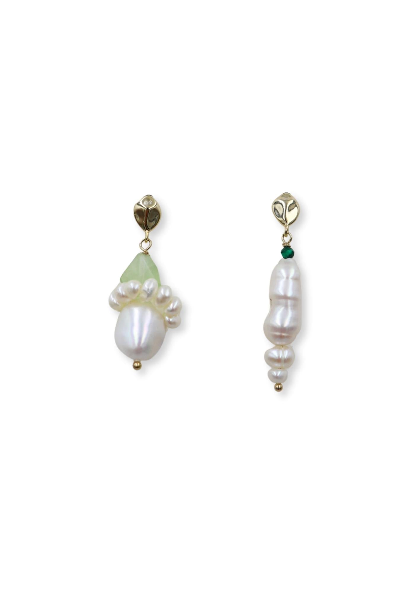 Prehnite Mismatch Drop Earrings image 0