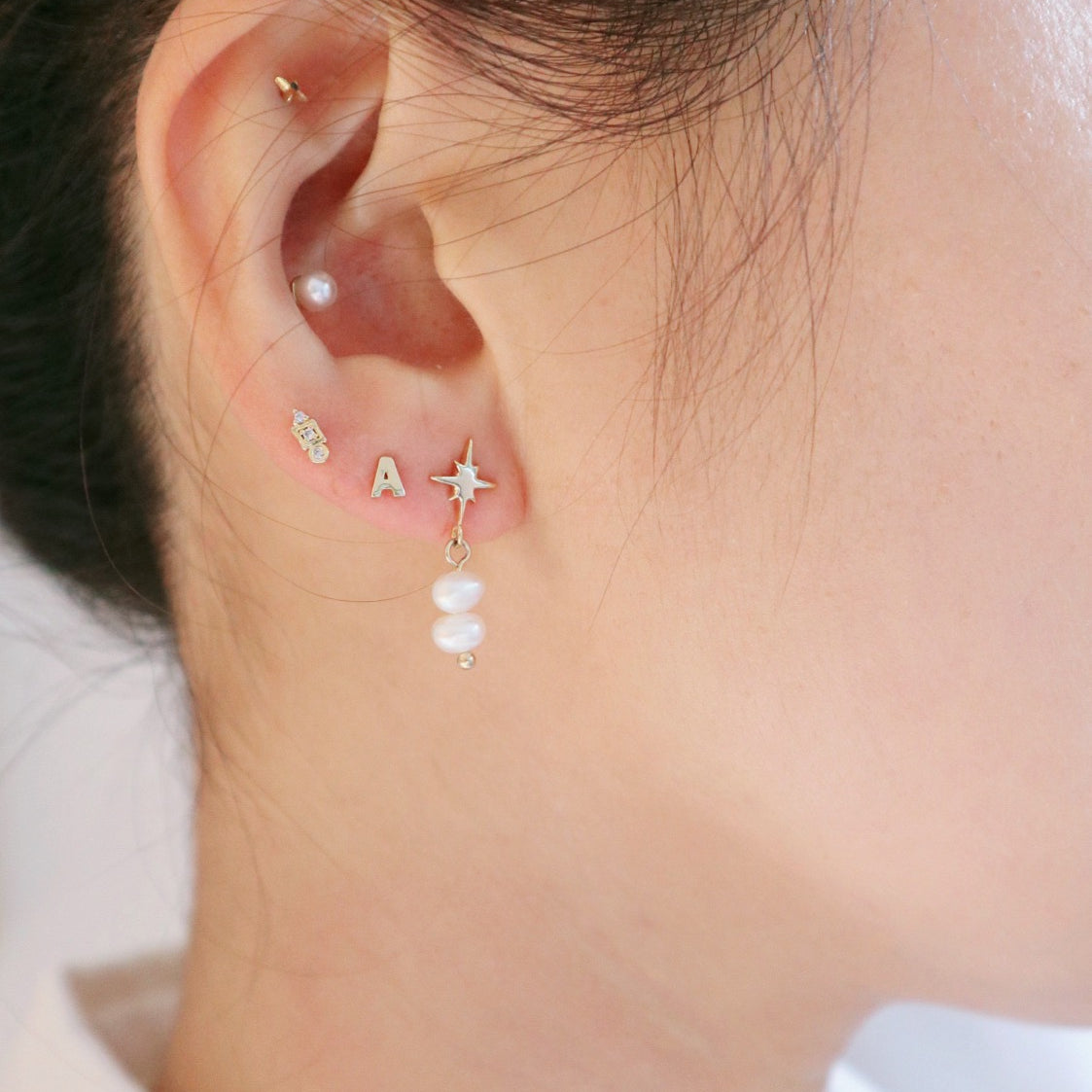 Single Letter Silver Piercing image 1