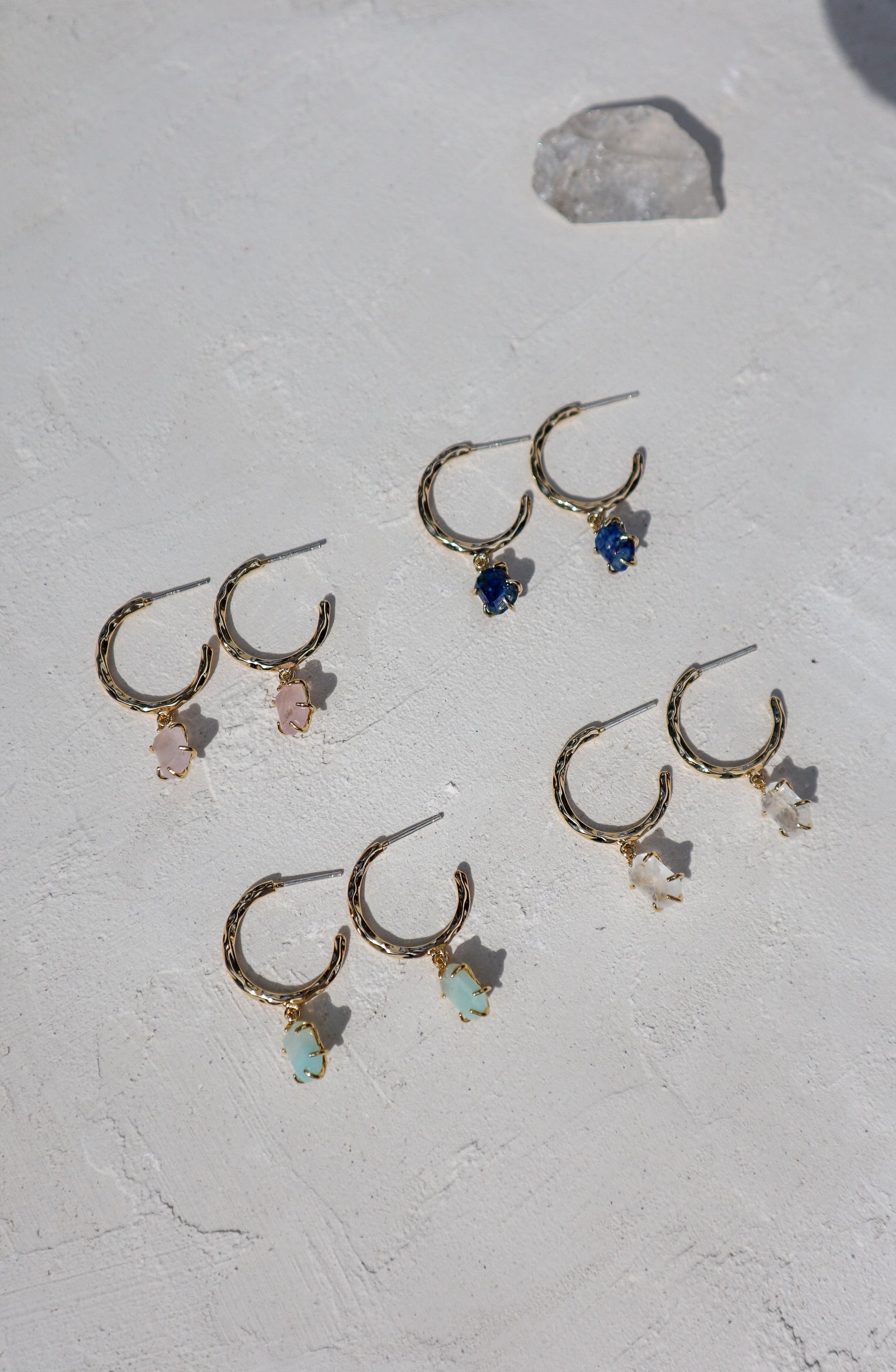 Flow Stone Drop Hoop Earrings image 6