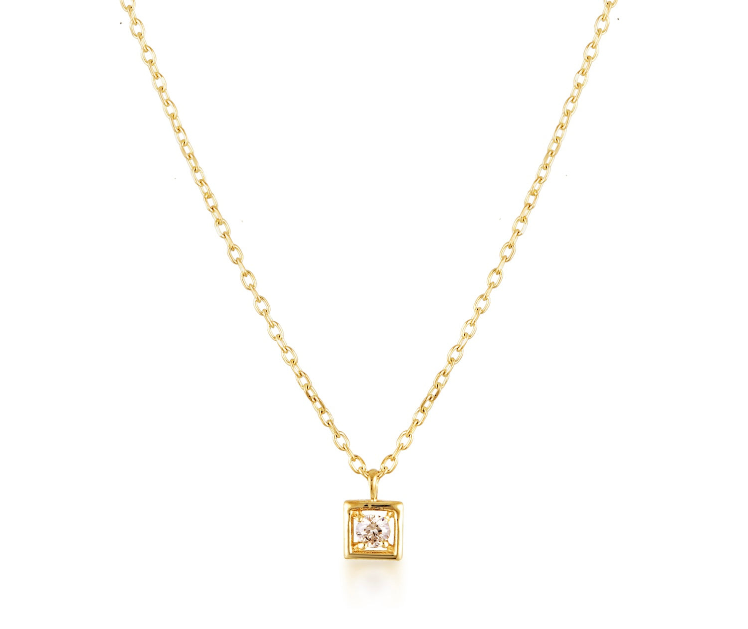 10K Gold Square Natural Diamond Necklace image 0