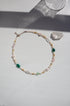 Green Onyx + Freshwater Pearl Beaded Silver Necklace image 0