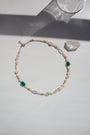 Green Onyx + Freshwater Pearl Beaded Silver Necklace image 0