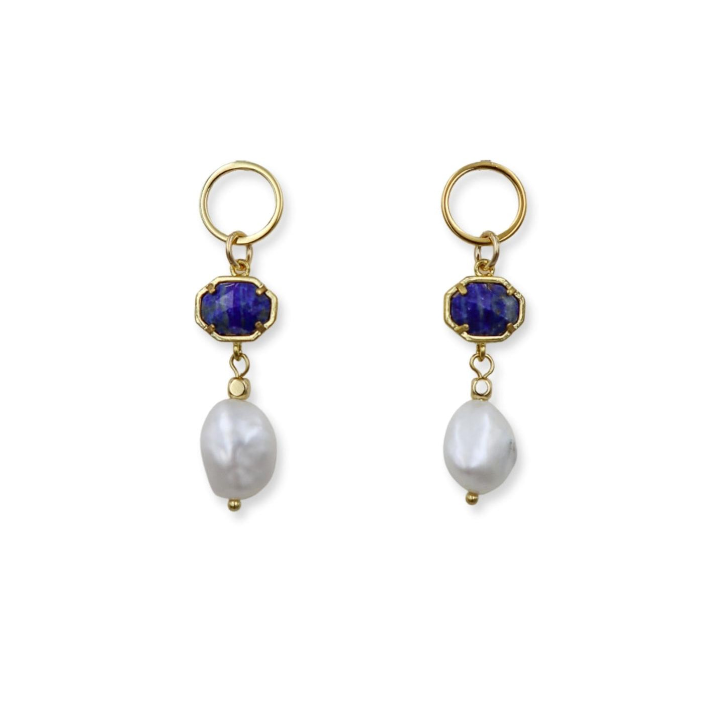 Lapis Lazuli Pearl Drop Earrings image 0