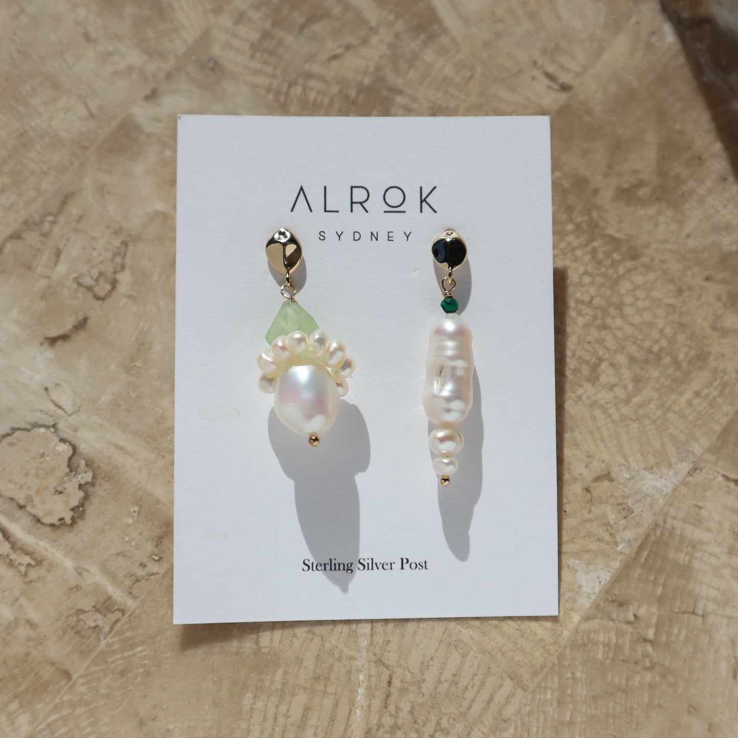 Prehnite Mismatch Drop Earrings image 1