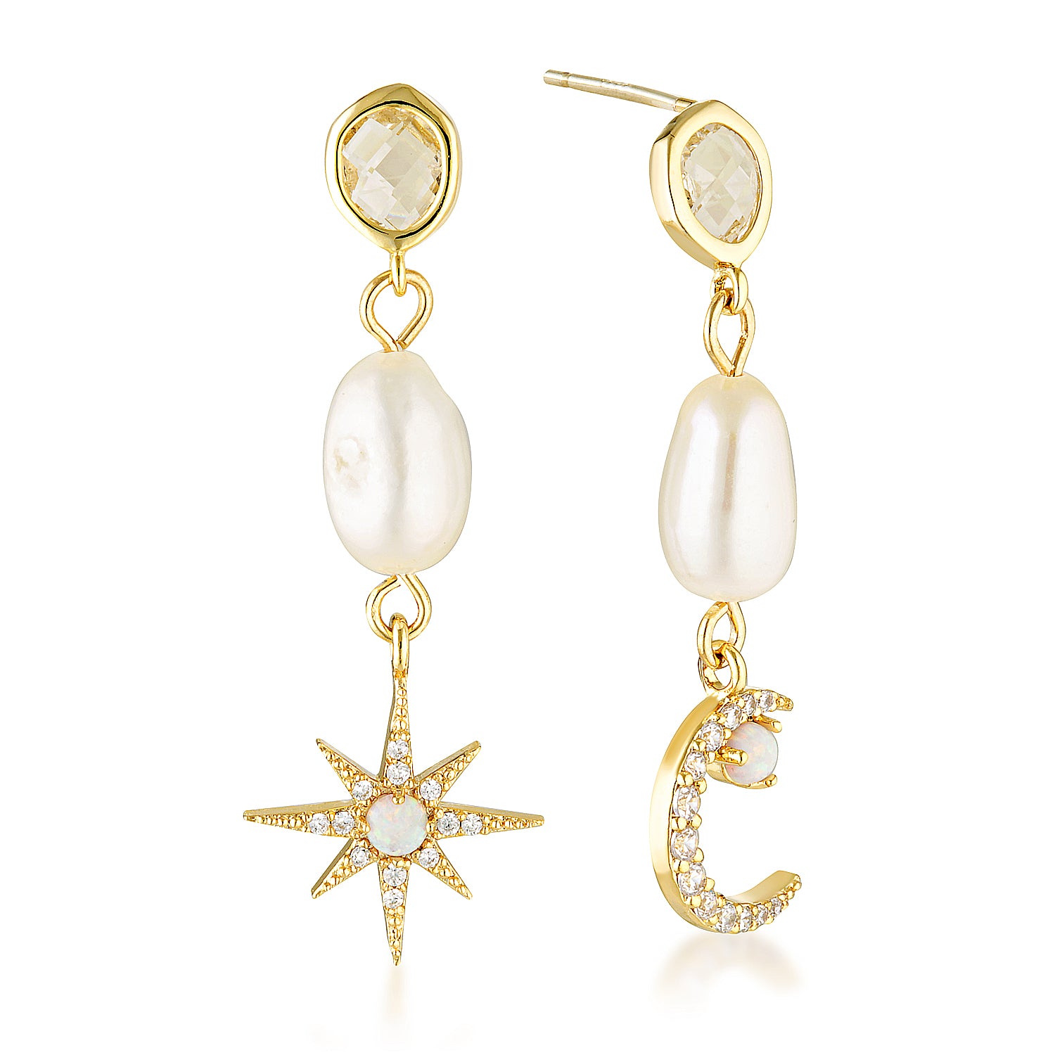 Star Moon Drop Earrings image 0