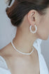 Snow Medium Pearl Hoop Earrings image 2