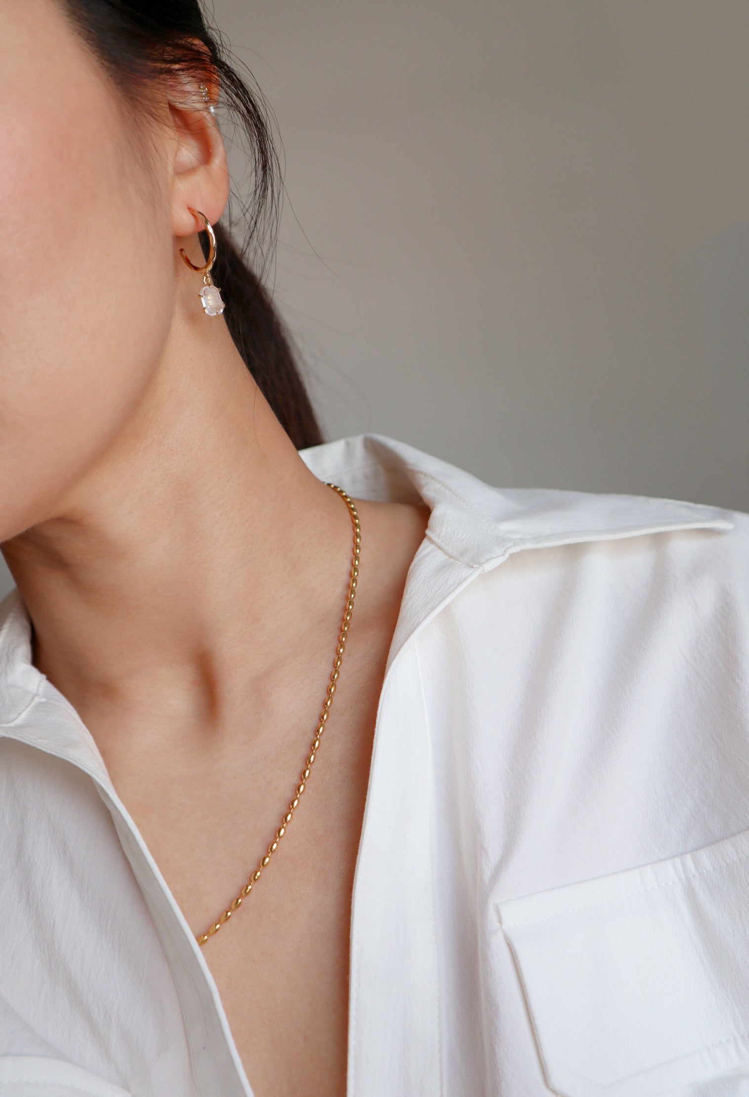 Flow Stone Drop Hoop Earrings image 5