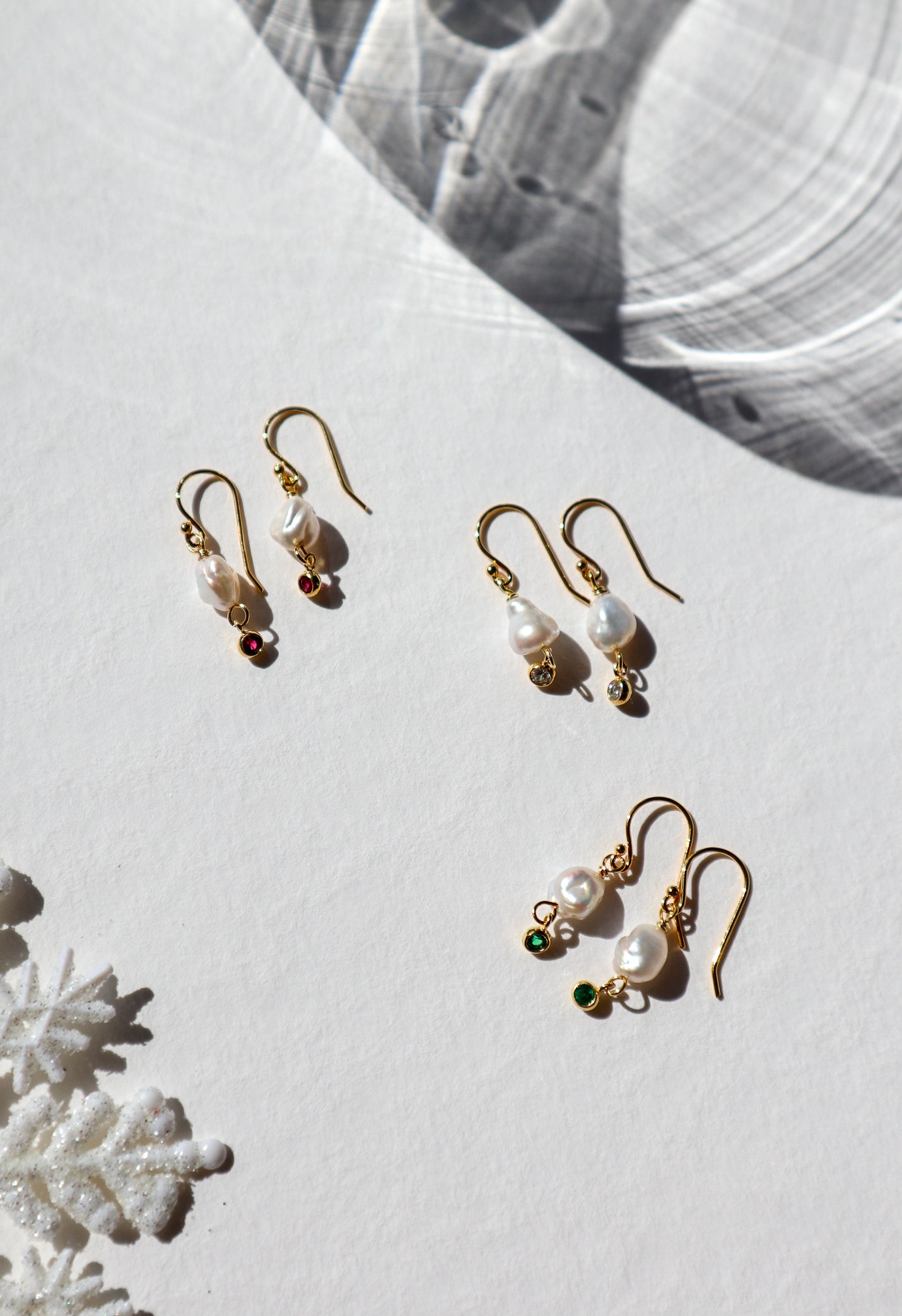 Cubic Drop Pearl Earrings image 1