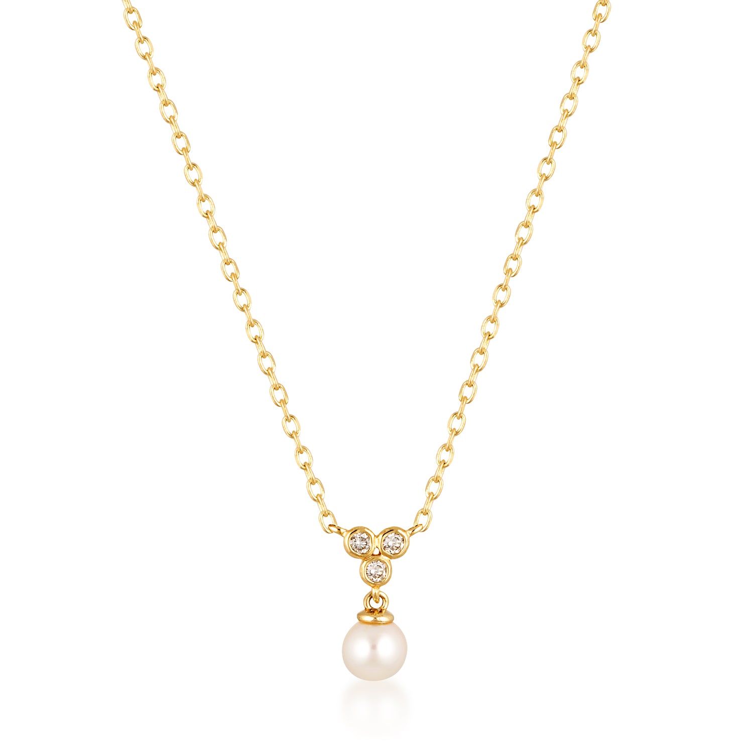 10K Gold Natural Diamond + Pearl Necklace image 0