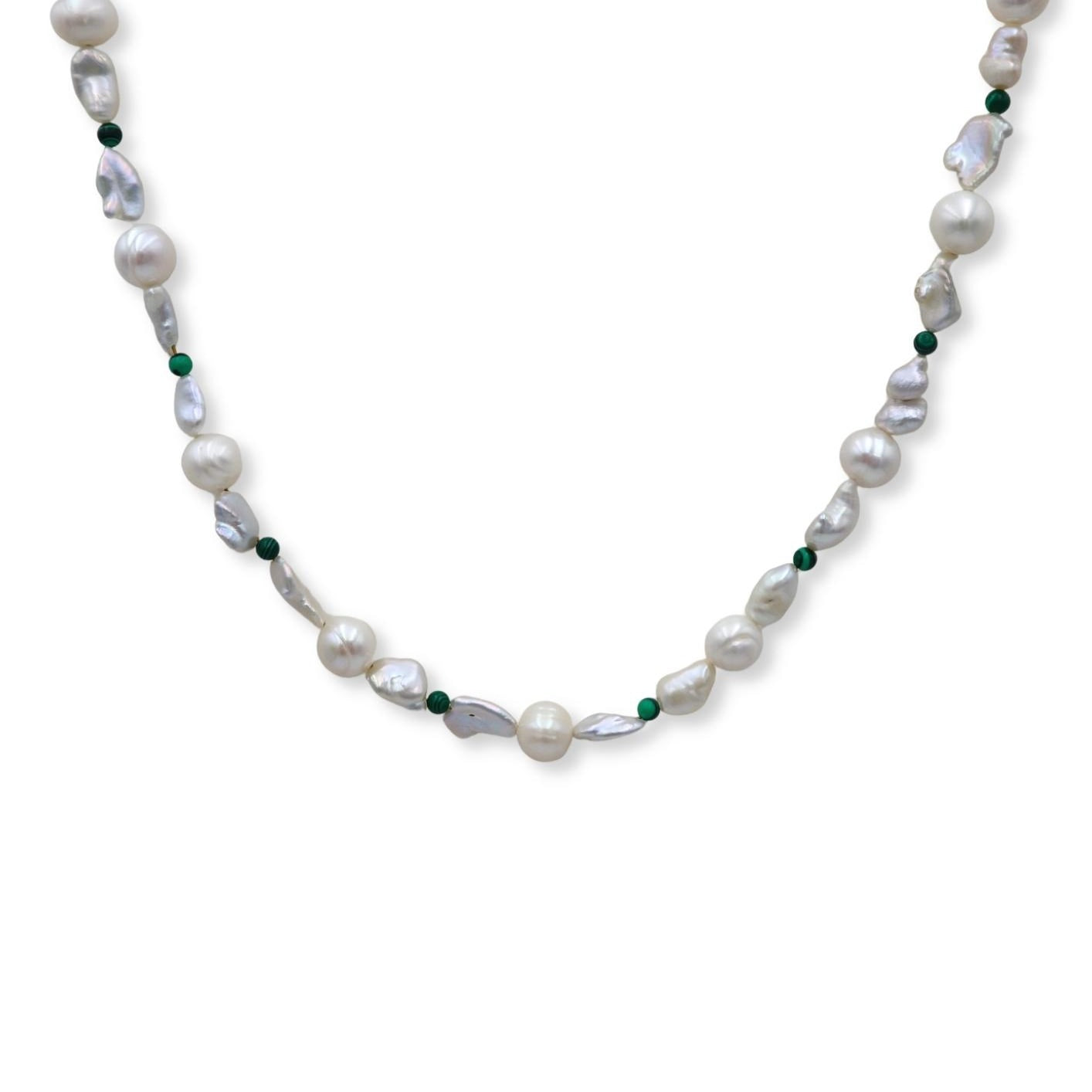 Malachite & Pearl Silver Necklace image 0