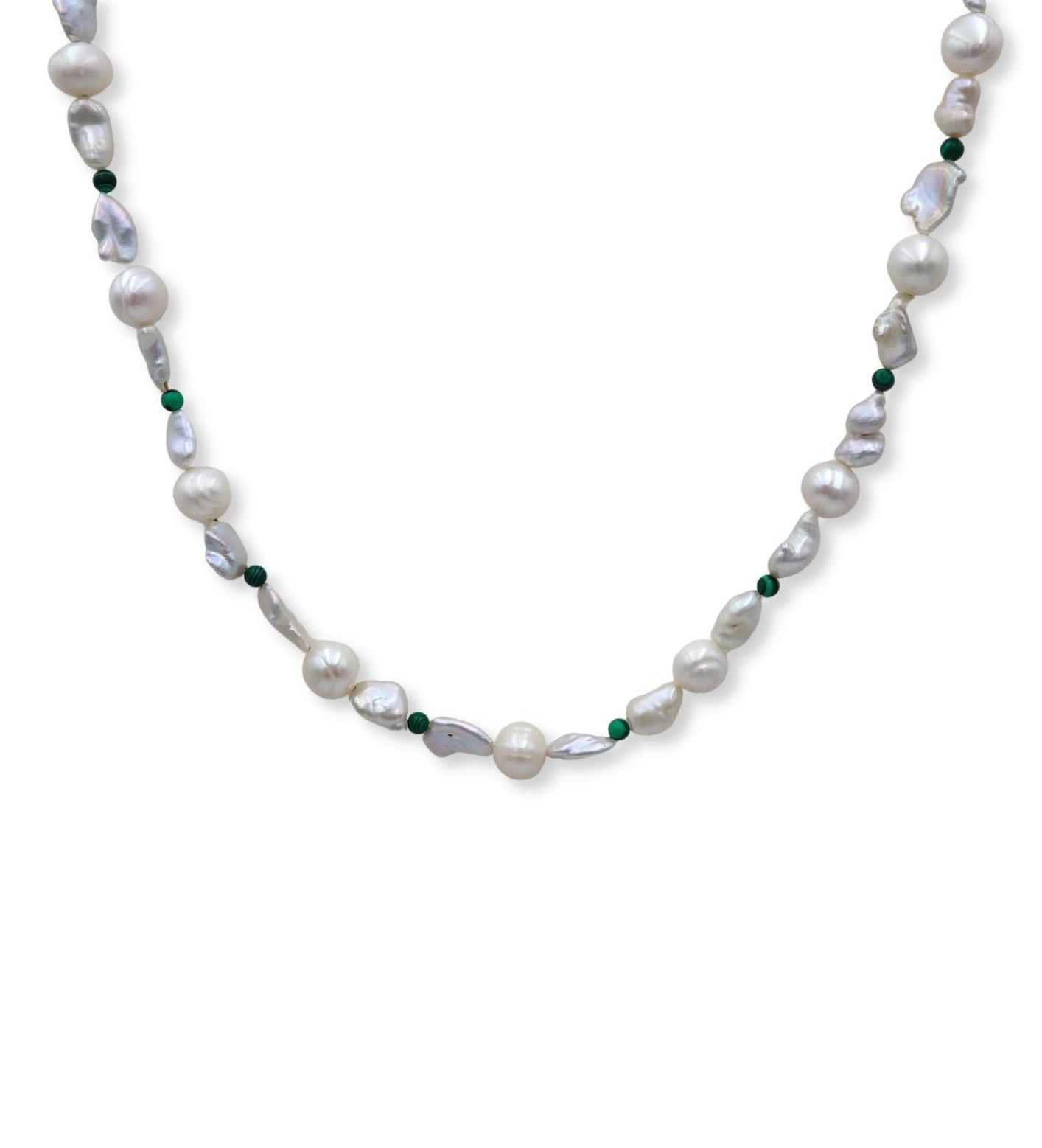 Malachite & Pearl Silver Necklace image 0