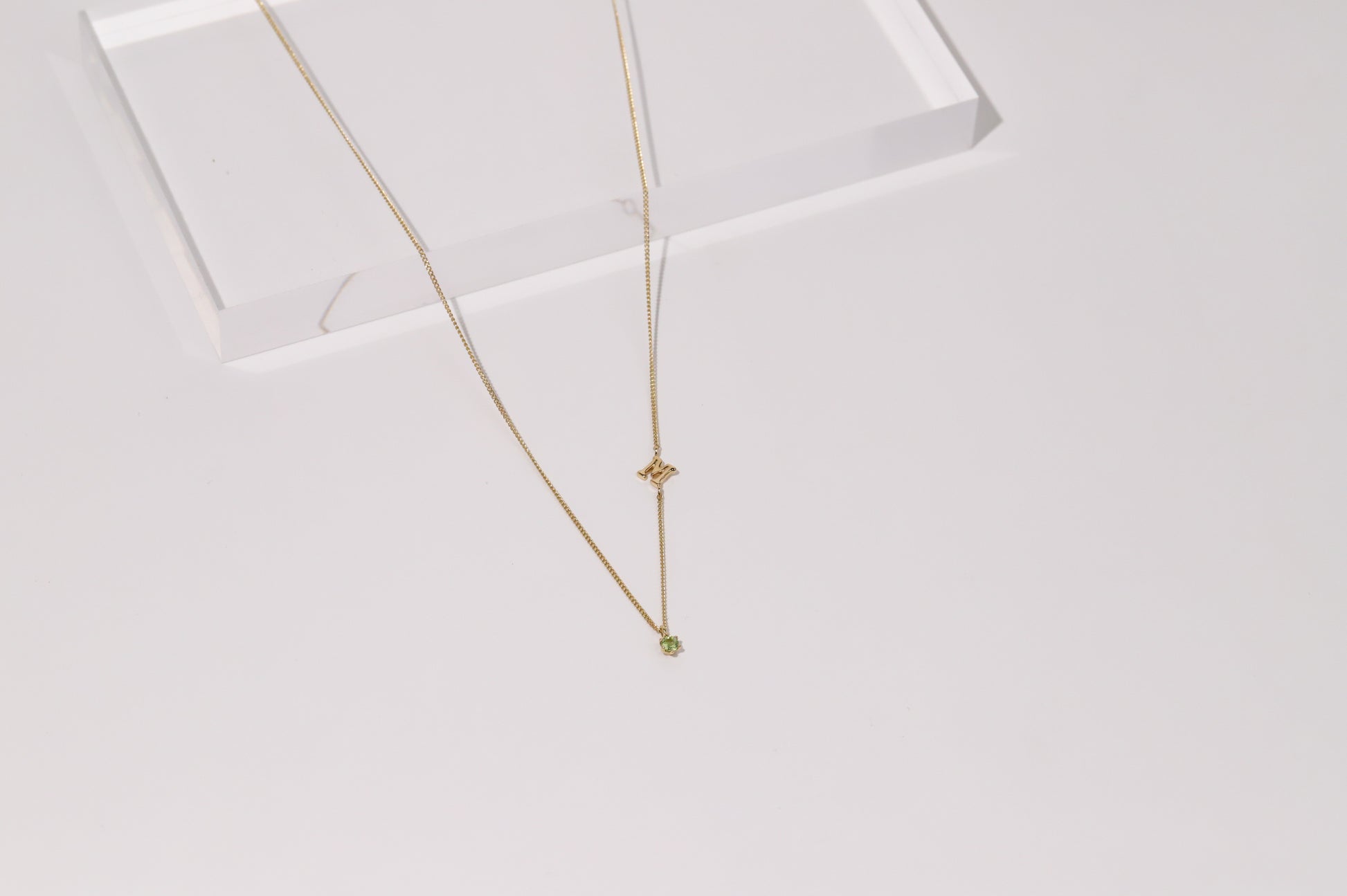 14K Gold Initial + Stone Necklace image 7