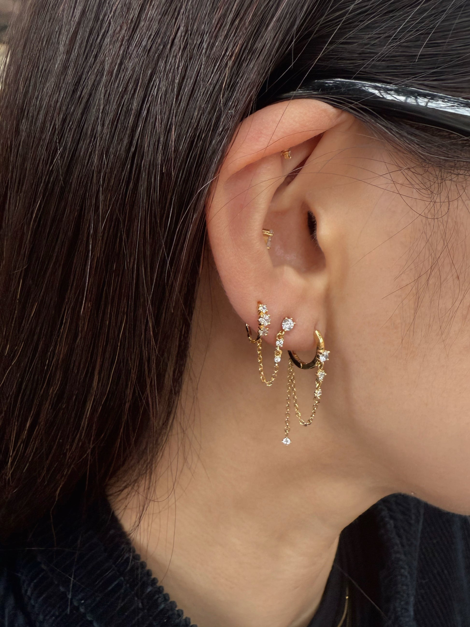 Cubic Link Chain Hoop Earrings image 2