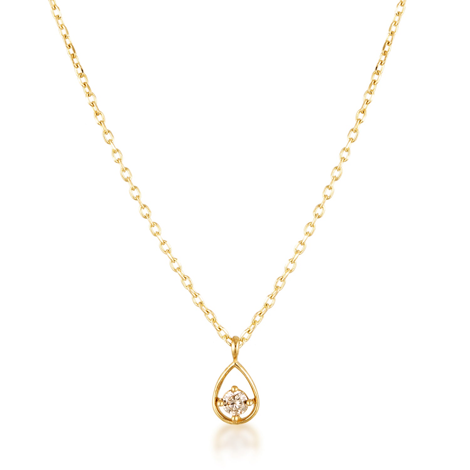 10K Gold Tear Drop Natural Diamond Necklace image 0
