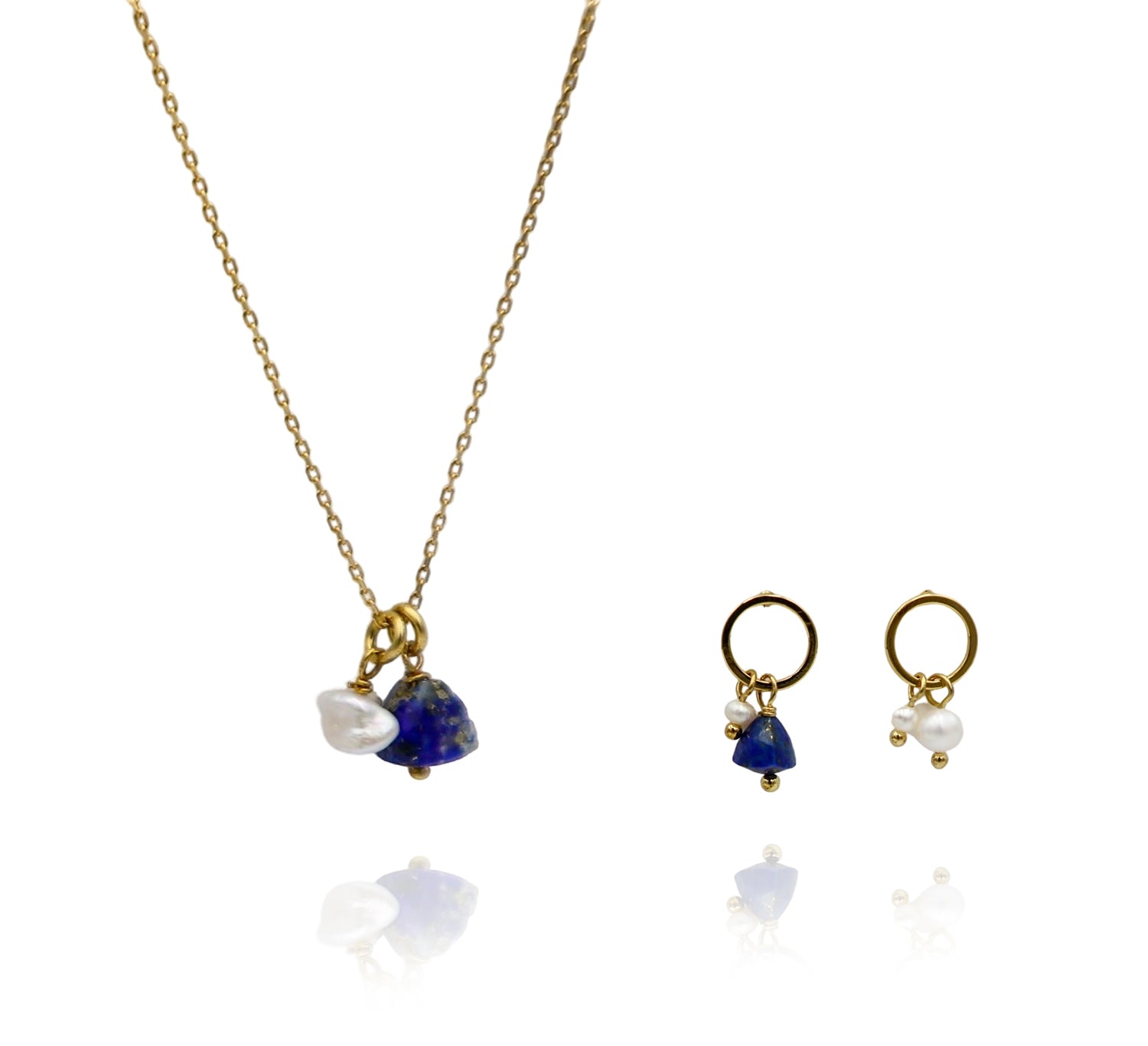 The BloomTri Stone Silver Necklace & Earrings Set image 0